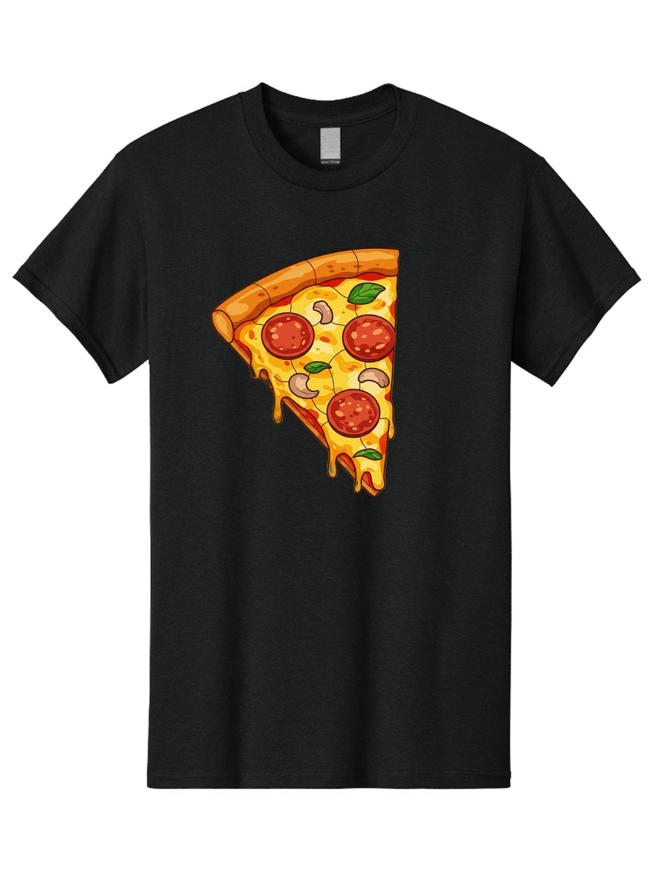 Pepperoni-Pizza-Slice-2 Men'S Graphic Tee, 100% Cotton, Comfortable Casual Summer Wear, Machine Washable, Cheesy Pizza Slice, Pepperoni Pizza, Cashew Nuts, Basil Leaves, Melted Cheese, Golden Crust, Cartoon Pizza, Pizza Graphics, Bac230 8
