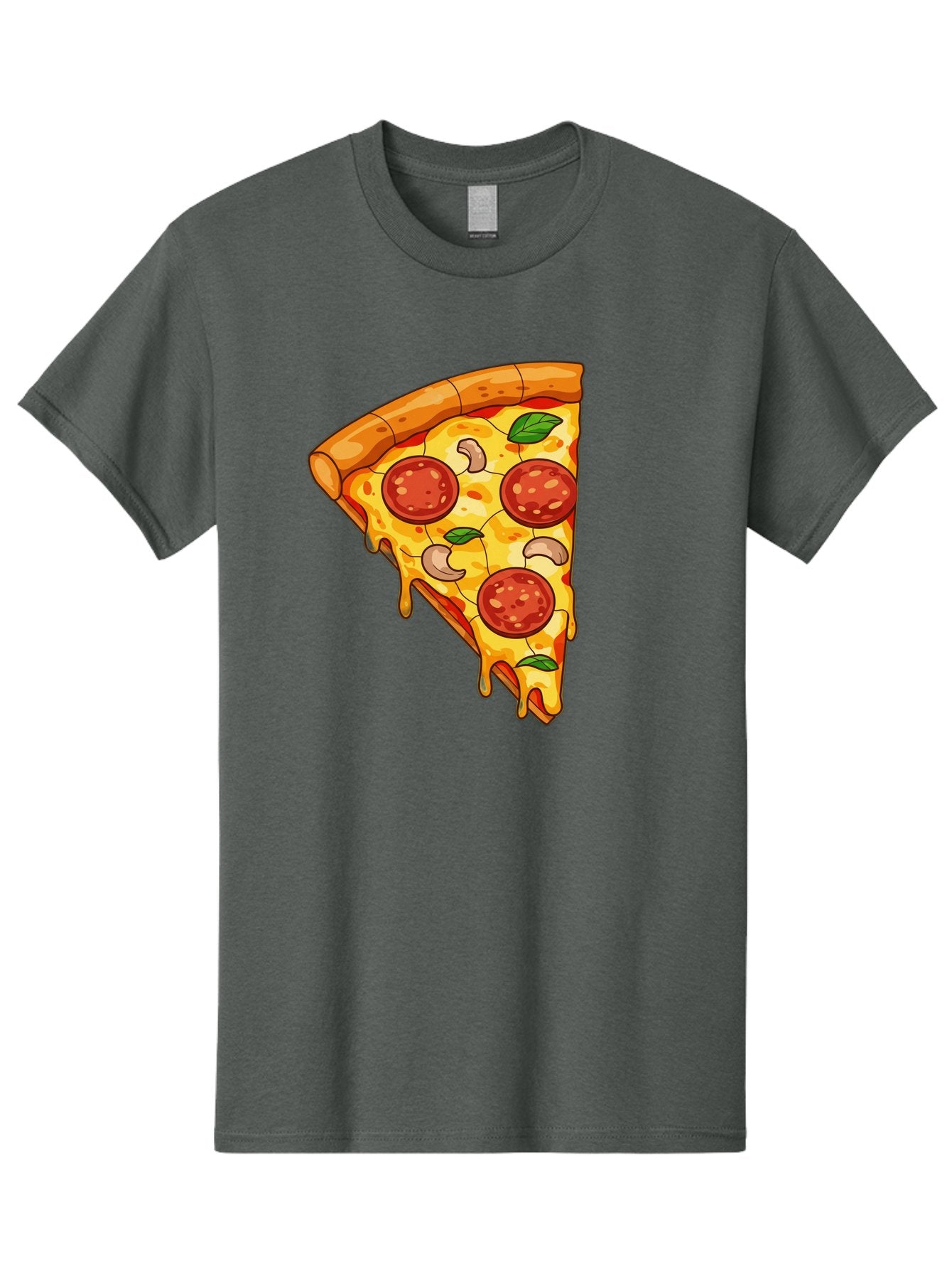 Pepperoni-Pizza-Slice-2 Men'S Graphic Tee, 100% Cotton, Comfortable Casual Summer Wear, Machine Washable, Cheesy Pizza Slice, Pepperoni Pizza, Cashew Nuts, Basil Leaves, Melted Cheese, Golden Crust, Cartoon Pizza, Pizza Graphics, Bac230 10