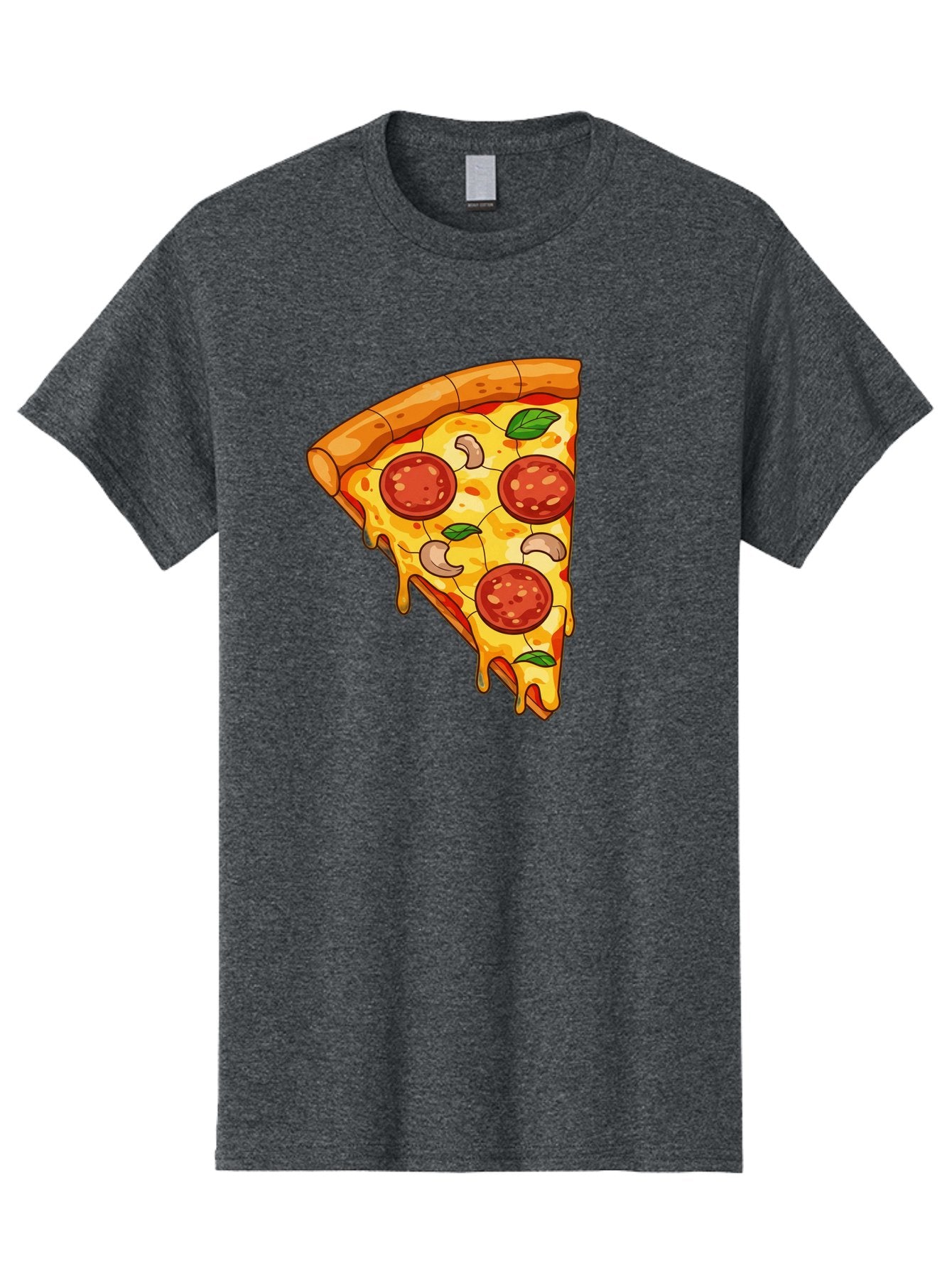Pepperoni-Pizza-Slice-2 Men'S Graphic Tee, 100% Cotton, Comfortable Casual Summer Wear, Machine Washable, Cheesy Pizza Slice, Pepperoni Pizza, Cashew Nuts, Basil Leaves, Melted Cheese, Golden Crust, Cartoon Pizza, Pizza Graphics, Bac230