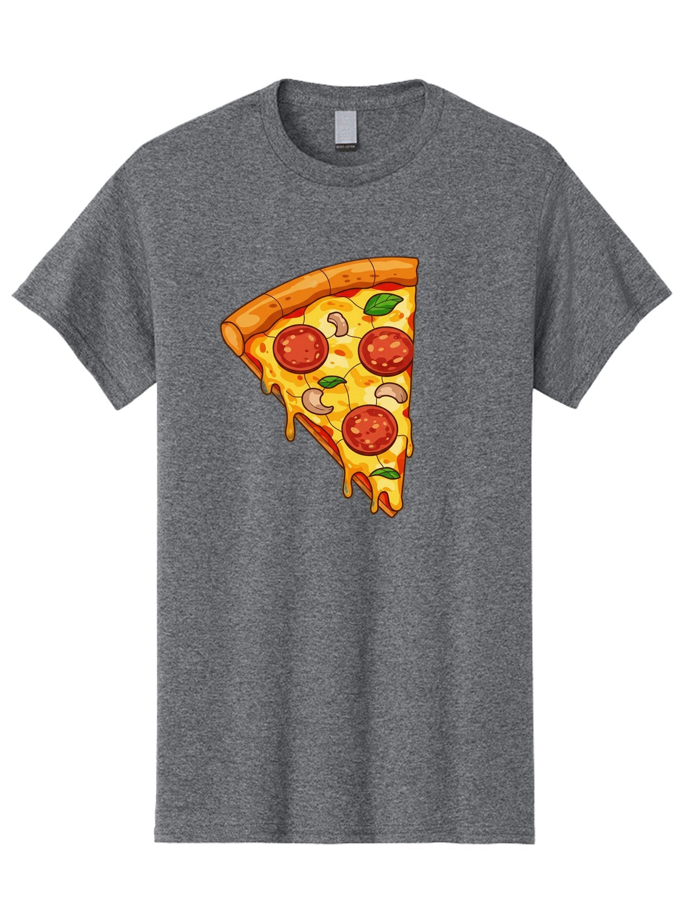 Pepperoni-Pizza-Slice-2 Men'S Graphic Tee, 100% Cotton, Comfortable Casual Summer Wear, Machine Washable, Cheesy Pizza Slice, Pepperoni Pizza, Cashew Nuts, Basil Leaves, Melted Cheese, Golden Crust, Cartoon Pizza, Pizza Graphics, Bac230 11