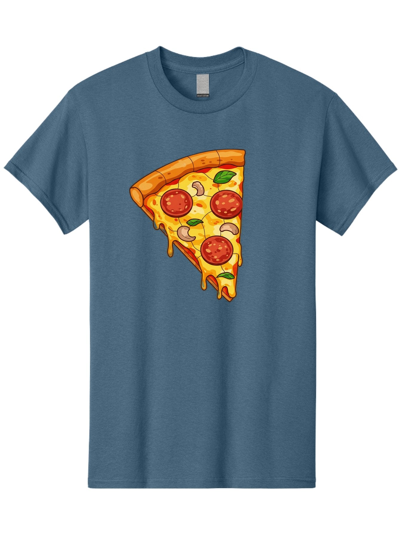 Pepperoni-Pizza-Slice-2 Men'S Graphic Tee, 100% Cotton, Comfortable Casual Summer Wear, Machine Washable, Cheesy Pizza Slice, Pepperoni Pizza, Cashew Nuts, Basil Leaves, Melted Cheese, Golden Crust, Cartoon Pizza, Pizza Graphics, Bac230
