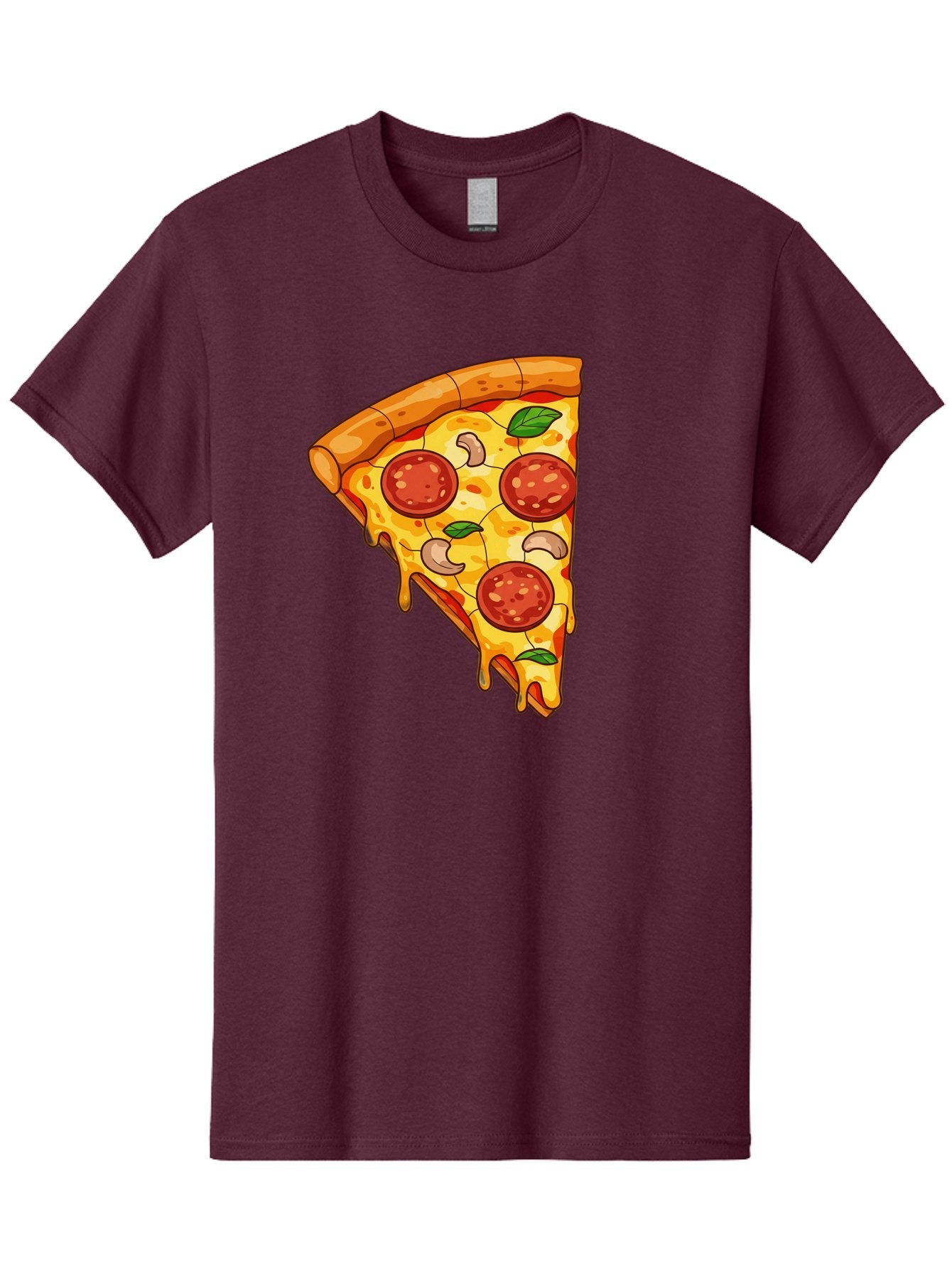 Pepperoni-Pizza-Slice-2 Men'S Graphic Tee, 100% Cotton, Comfortable Casual Summer Wear, Machine Washable, Cheesy Pizza Slice, Pepperoni Pizza, Cashew Nuts, Basil Leaves, Melted Cheese, Golden Crust, Cartoon Pizza, Pizza Graphics, Bac230 13