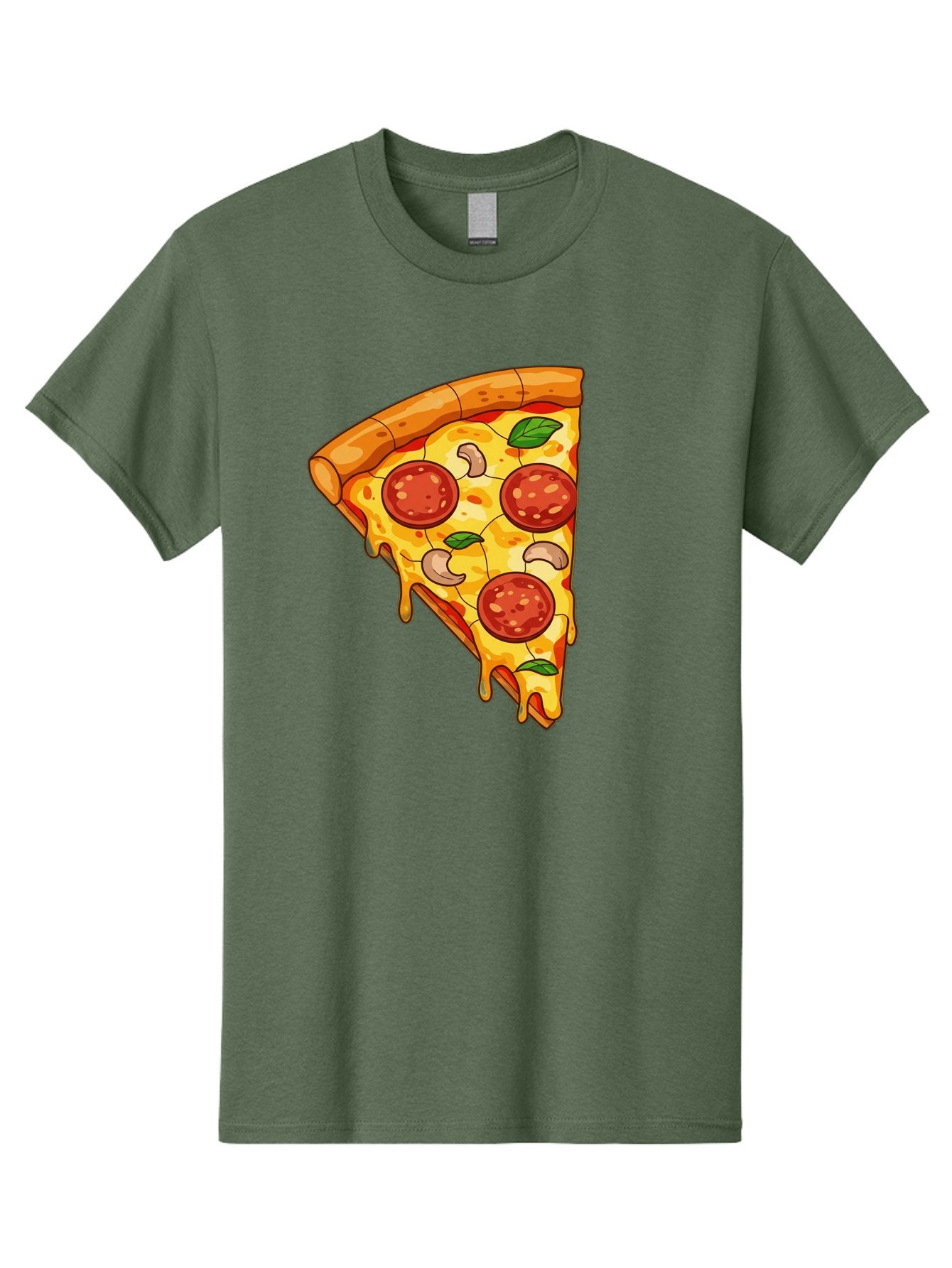 Pepperoni-Pizza-Slice-2 Men'S Graphic Tee, 100% Cotton, Comfortable Casual Summer Wear, Machine Washable, Cheesy Pizza Slice, Pepperoni Pizza, Cashew Nuts, Basil Leaves, Melted Cheese, Golden Crust, Cartoon Pizza, Pizza Graphics, Bac230 15