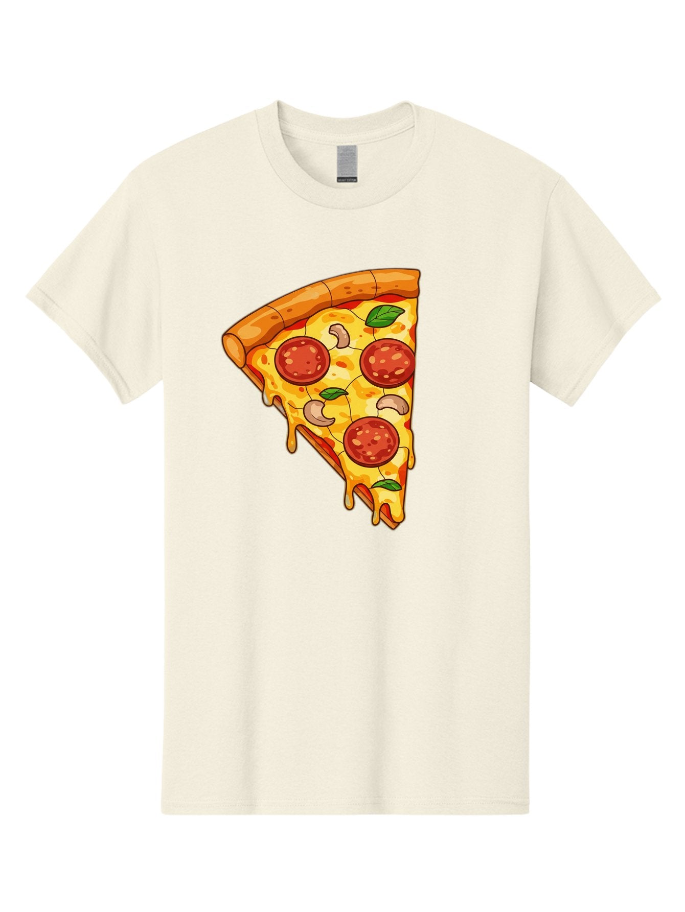 Pepperoni-Pizza-Slice-2 Men'S Graphic Tee, 100% Cotton, Comfortable Casual Summer Wear, Machine Washable, Cheesy Pizza Slice, Pepperoni Pizza, Cashew Nuts, Basil Leaves, Melted Cheese, Golden Crust, Cartoon Pizza, Pizza Graphics, Bac230 12