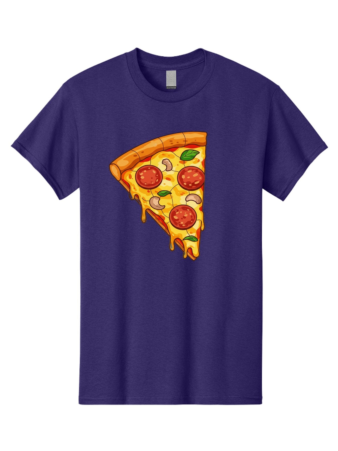 Pepperoni-Pizza-Slice-2 Men'S Graphic Tee, 100% Cotton, Comfortable Casual Summer Wear, Machine Washable, Cheesy Pizza Slice, Pepperoni Pizza, Cashew Nuts, Basil Leaves, Melted Cheese, Golden Crust, Cartoon Pizza, Pizza Graphics, Bac230 5