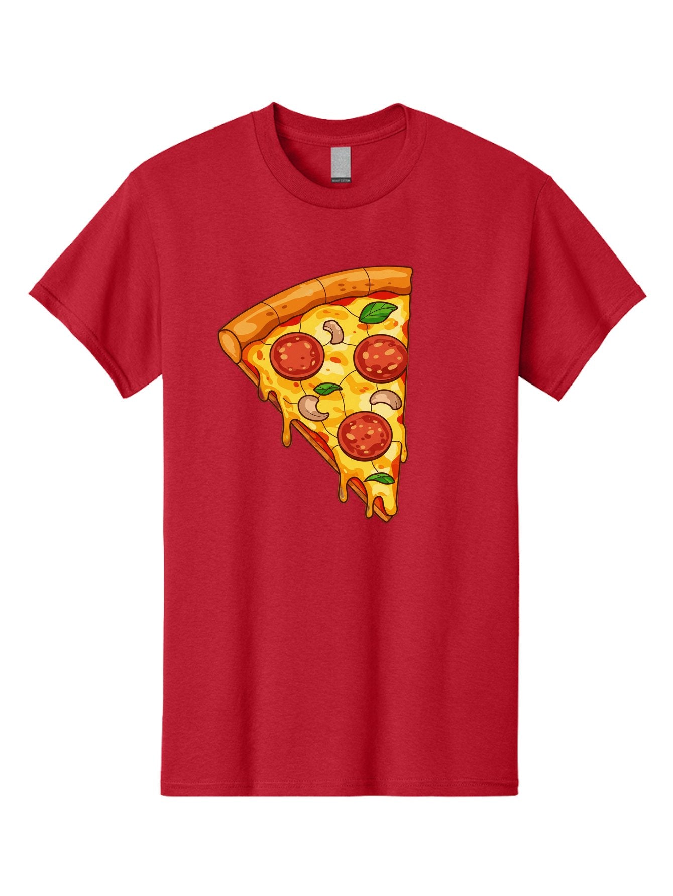 Pepperoni-Pizza-Slice-2 Men'S Graphic Tee, 100% Cotton, Comfortable Casual Summer Wear, Machine Washable, Cheesy Pizza Slice, Pepperoni Pizza, Cashew Nuts, Basil Leaves, Melted Cheese, Golden Crust, Cartoon Pizza, Pizza Graphics, Bac230 6