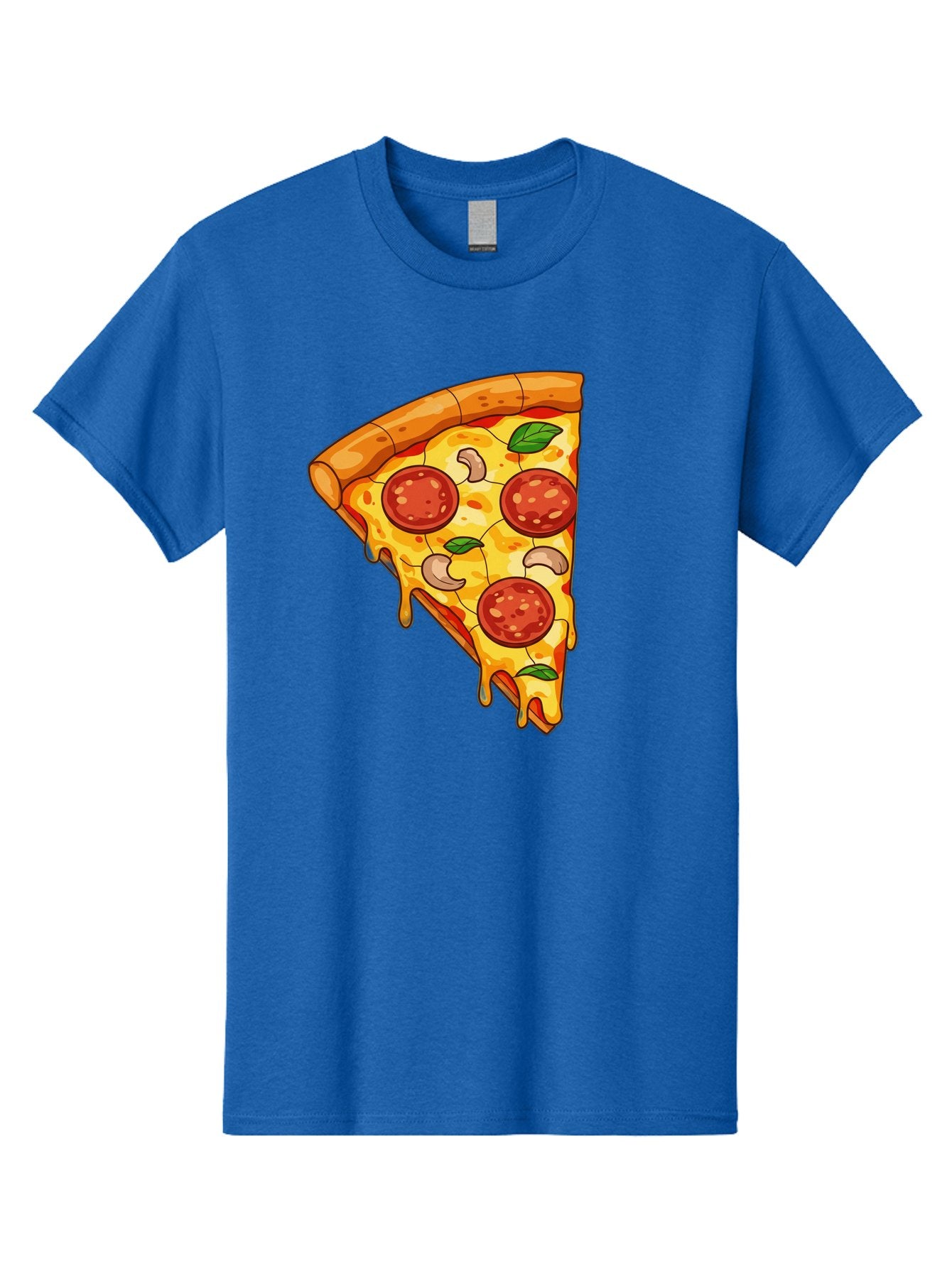 Pepperoni-Pizza-Slice-2 Men'S Graphic Tee, 100% Cotton, Comfortable Casual Summer Wear, Machine Washable, Cheesy Pizza Slice, Pepperoni Pizza, Cashew Nuts, Basil Leaves, Melted Cheese, Golden Crust, Cartoon Pizza, Pizza Graphics, Bac230 9