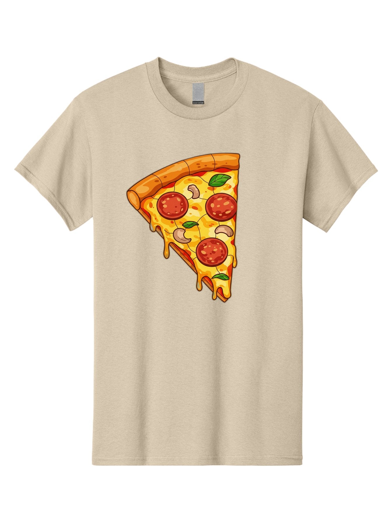 Pepperoni-Pizza-Slice-2 Men'S Graphic Tee, 100% Cotton, Comfortable Casual Summer Wear, Machine Washable, Cheesy Pizza Slice, Pepperoni Pizza, Cashew Nuts, Basil Leaves, Melted Cheese, Golden Crust, Cartoon Pizza, Pizza Graphics, Bac230 3