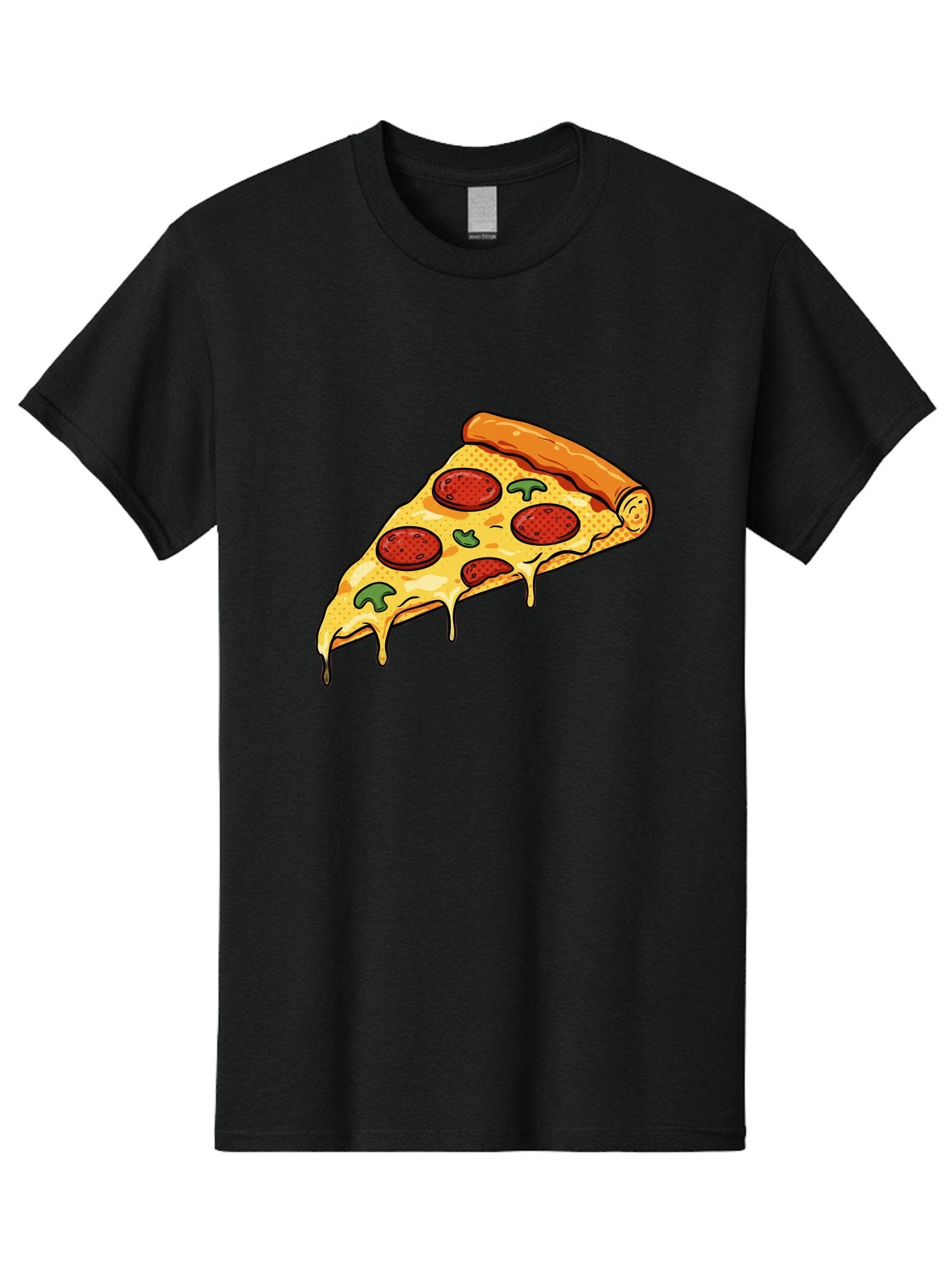 Pepperoni-Pizza-Slice-20 Men'S Graphic Tee, 100% Cotton, Comfortable Casual Summer Wear, Machine Washable, Pepperoni Pizza, Pizza Slice, Melted Cheese, Green Peppers, Tomato Sauce, Italian Food, Food Illustration, Cartoon Pizza, Tasty Pizza, Bac231 12