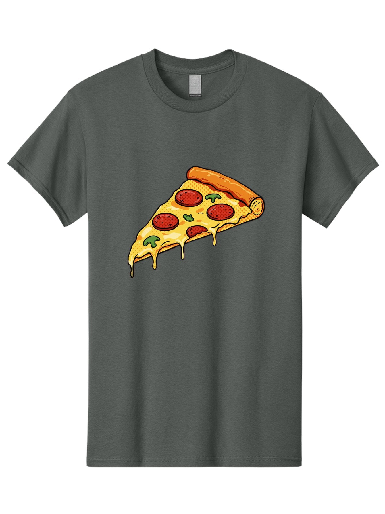 Pepperoni-Pizza-Slice-20 Men'S Graphic Tee, 100% Cotton, Comfortable Casual Summer Wear, Machine Washable, Pepperoni Pizza, Pizza Slice, Melted Cheese, Green Peppers, Tomato Sauce, Italian Food, Food Illustration, Cartoon Pizza, Tasty Pizza, Bac231 13