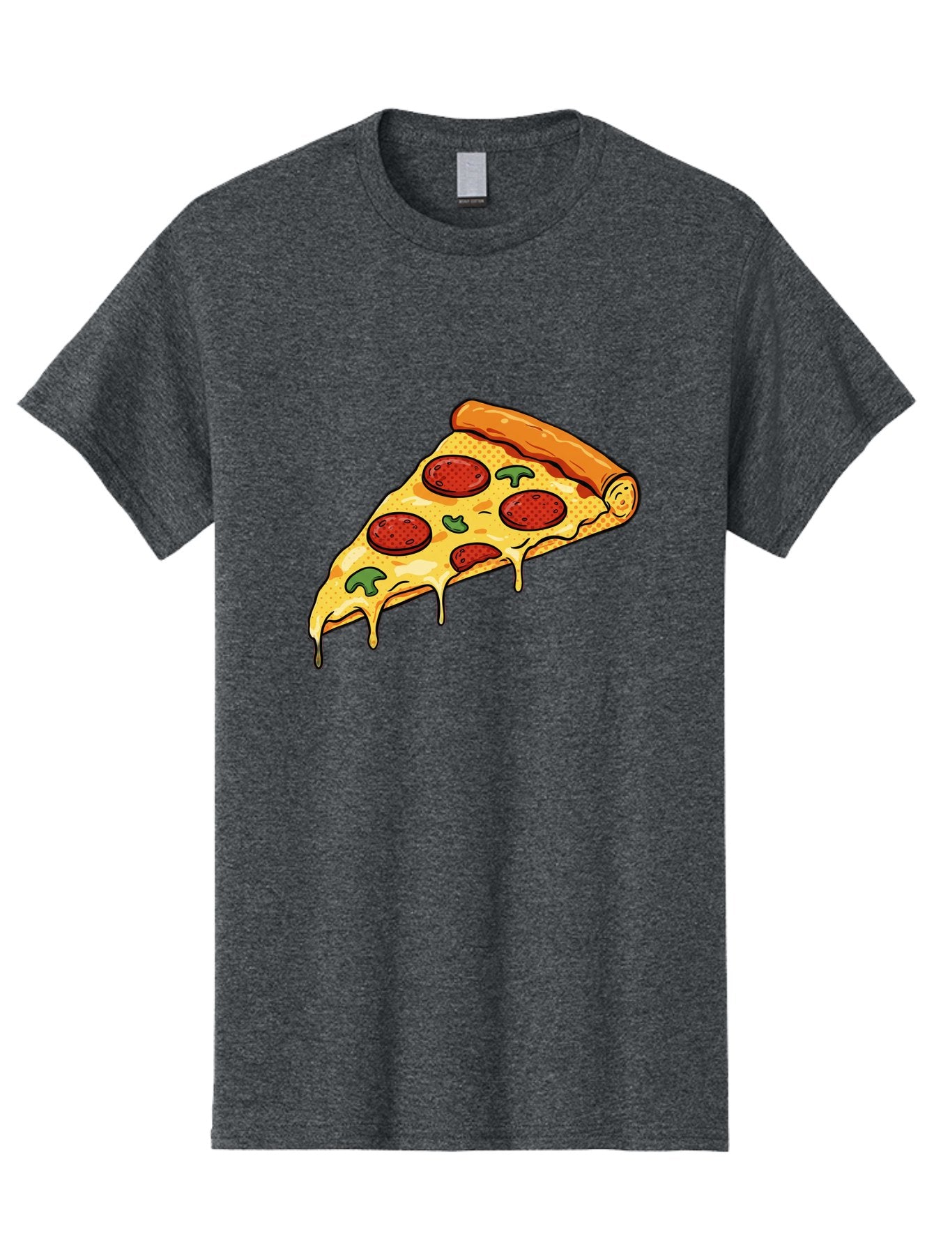 Pepperoni-Pizza-Slice-20 Men'S Graphic Tee, 100% Cotton, Comfortable Casual Summer Wear, Machine Washable, Pepperoni Pizza, Pizza Slice, Melted Cheese, Green Peppers, Tomato Sauce, Italian Food, Food Illustration, Cartoon Pizza, Tasty Pizza, Bac231 15