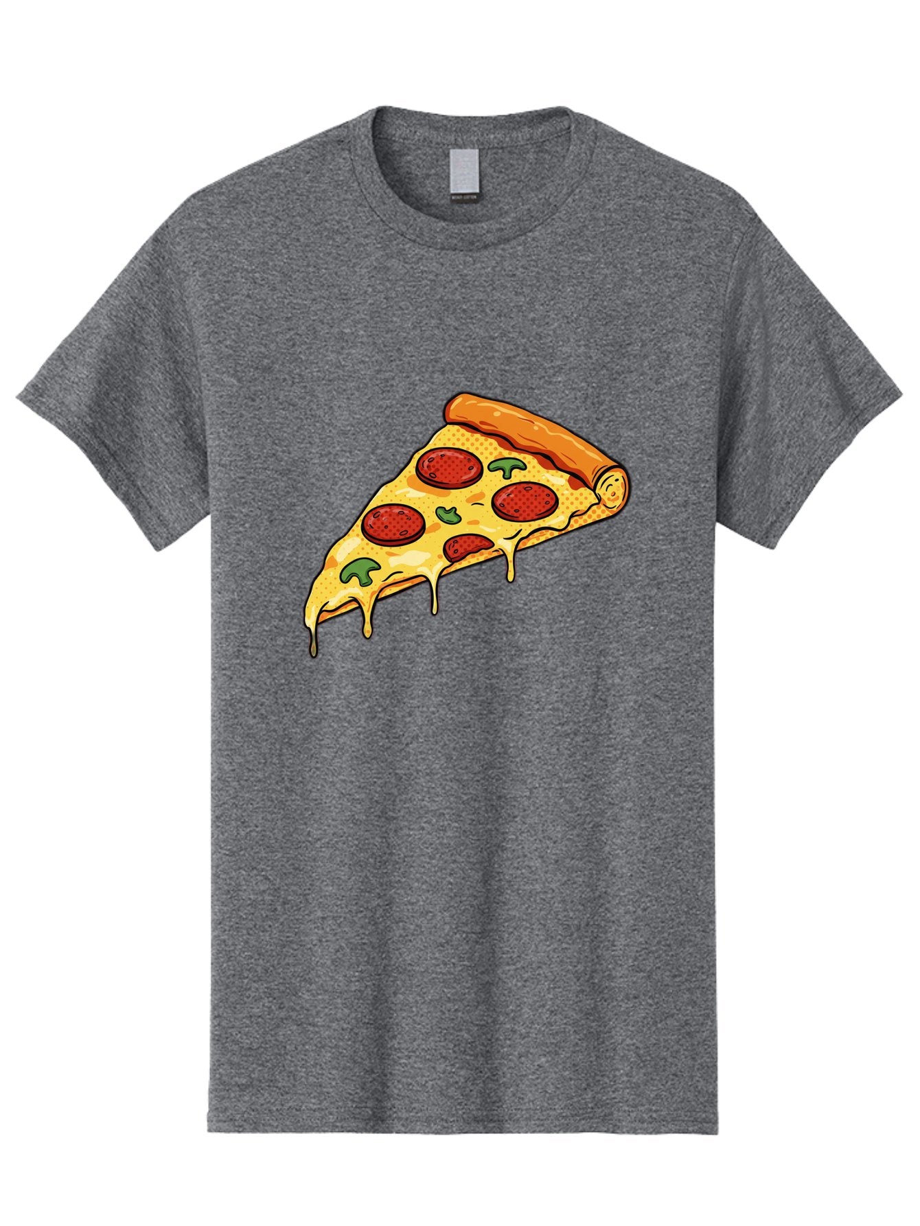 Pepperoni-Pizza-Slice-20 Men'S Graphic Tee, 100% Cotton, Comfortable Casual Summer Wear, Machine Washable, Pepperoni Pizza, Pizza Slice, Melted Cheese, Green Peppers, Tomato Sauce, Italian Food, Food Illustration, Cartoon Pizza, Tasty Pizza, Bac231 10