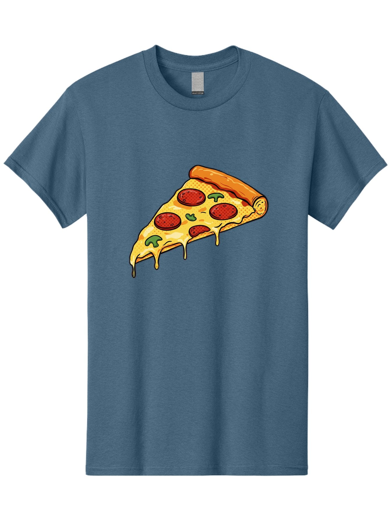 Pepperoni-Pizza-Slice-20 Men'S Graphic Tee, 100% Cotton, Comfortable Casual Summer Wear, Machine Washable, Pepperoni Pizza, Pizza Slice, Melted Cheese, Green Peppers, Tomato Sauce, Italian Food, Food Illustration, Cartoon Pizza, Tasty Pizza, Bac231 4