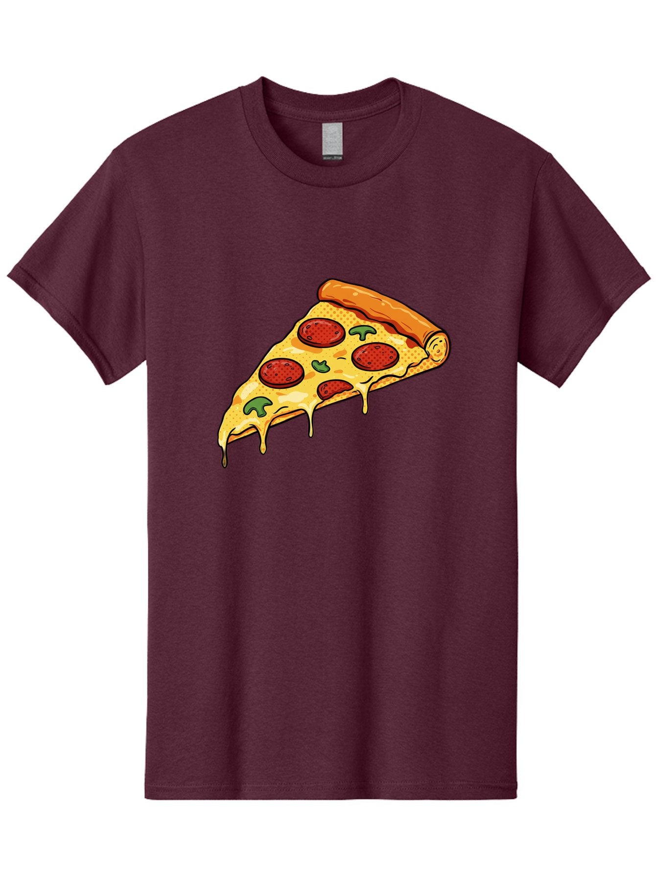 Pepperoni-Pizza-Slice-20 Men'S Graphic Tee, 100% Cotton, Comfortable Casual Summer Wear, Machine Washable, Pepperoni Pizza, Pizza Slice, Melted Cheese, Green Peppers, Tomato Sauce, Italian Food, Food Illustration, Cartoon Pizza, Tasty Pizza, Bac231 3