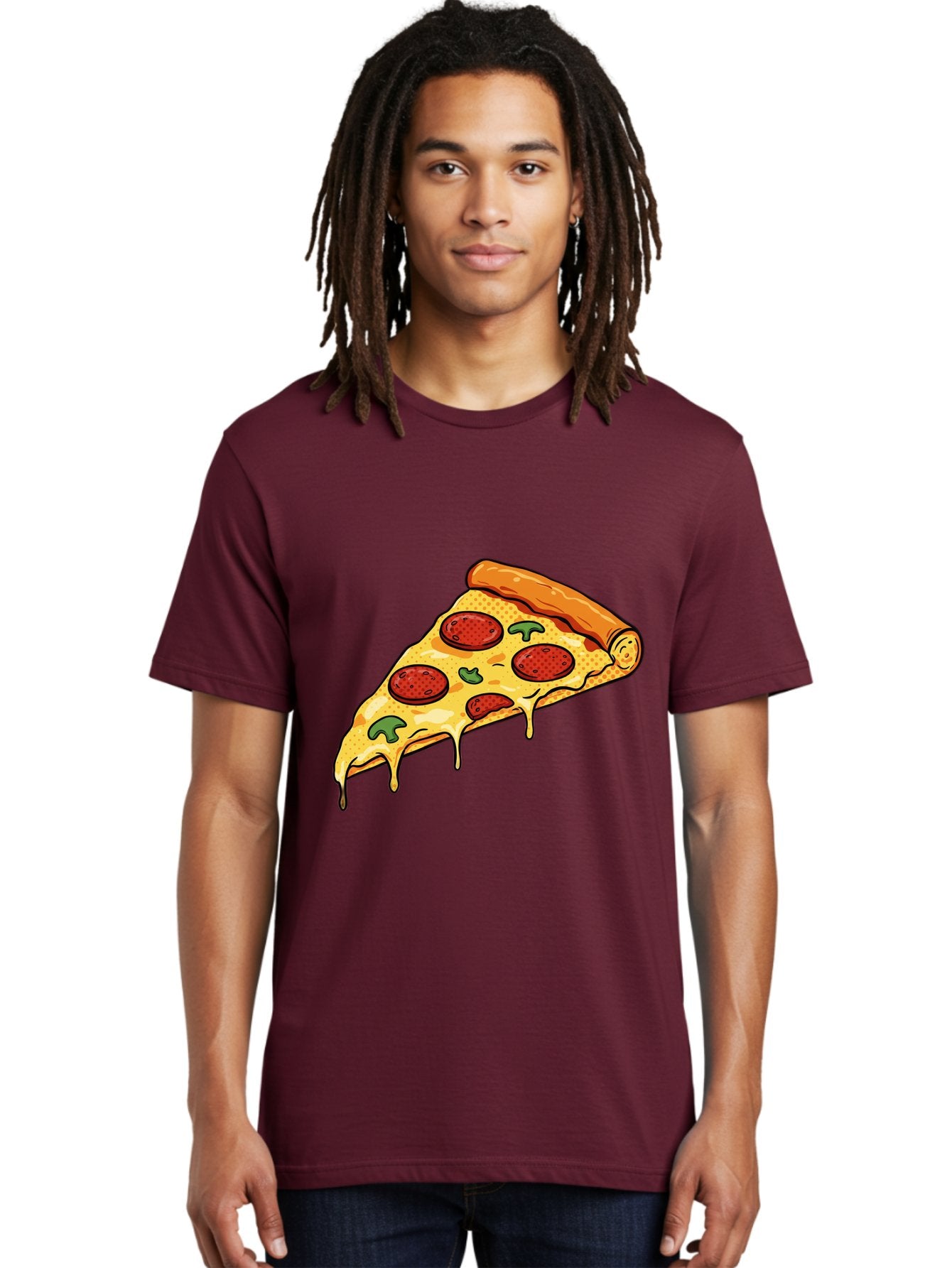 Pepperoni-Pizza-Slice-20 Men'S Graphic Tee, 100% Cotton, Comfortable Casual Summer Wear, Machine Washable, Pepperoni Pizza, Pizza Slice, Melted Cheese, Green Peppers, Tomato Sauce, Italian Food, Food Illustration, Cartoon Pizza, Tasty Pizza, Bac231 22