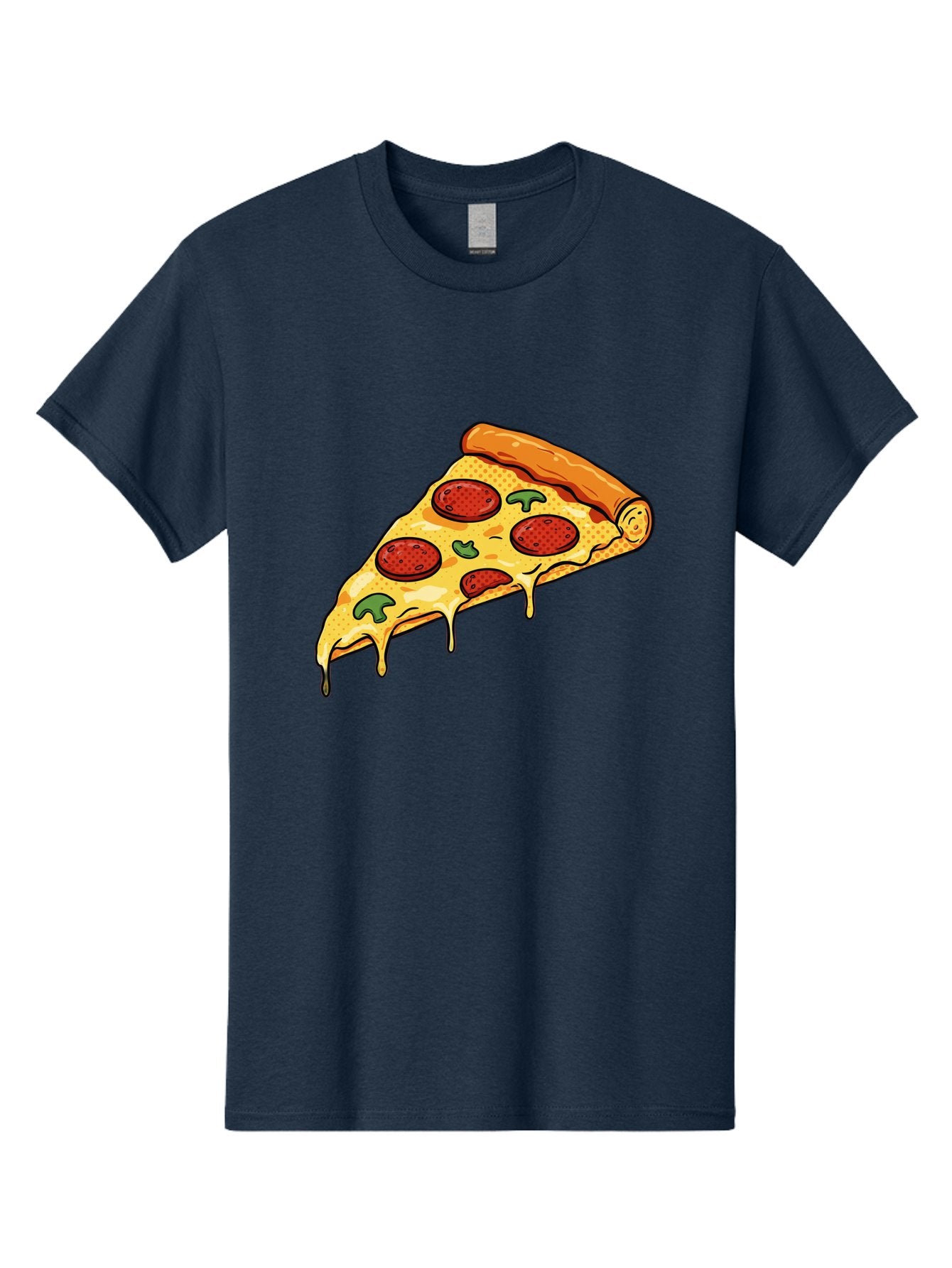 Pepperoni-Pizza-Slice-20 Men'S Graphic Tee, 100% Cotton, Comfortable Casual Summer Wear, Machine Washable, Pepperoni Pizza, Pizza Slice, Melted Cheese, Green Peppers, Tomato Sauce, Italian Food, Food Illustration, Cartoon Pizza, Tasty Pizza, Bac231 6