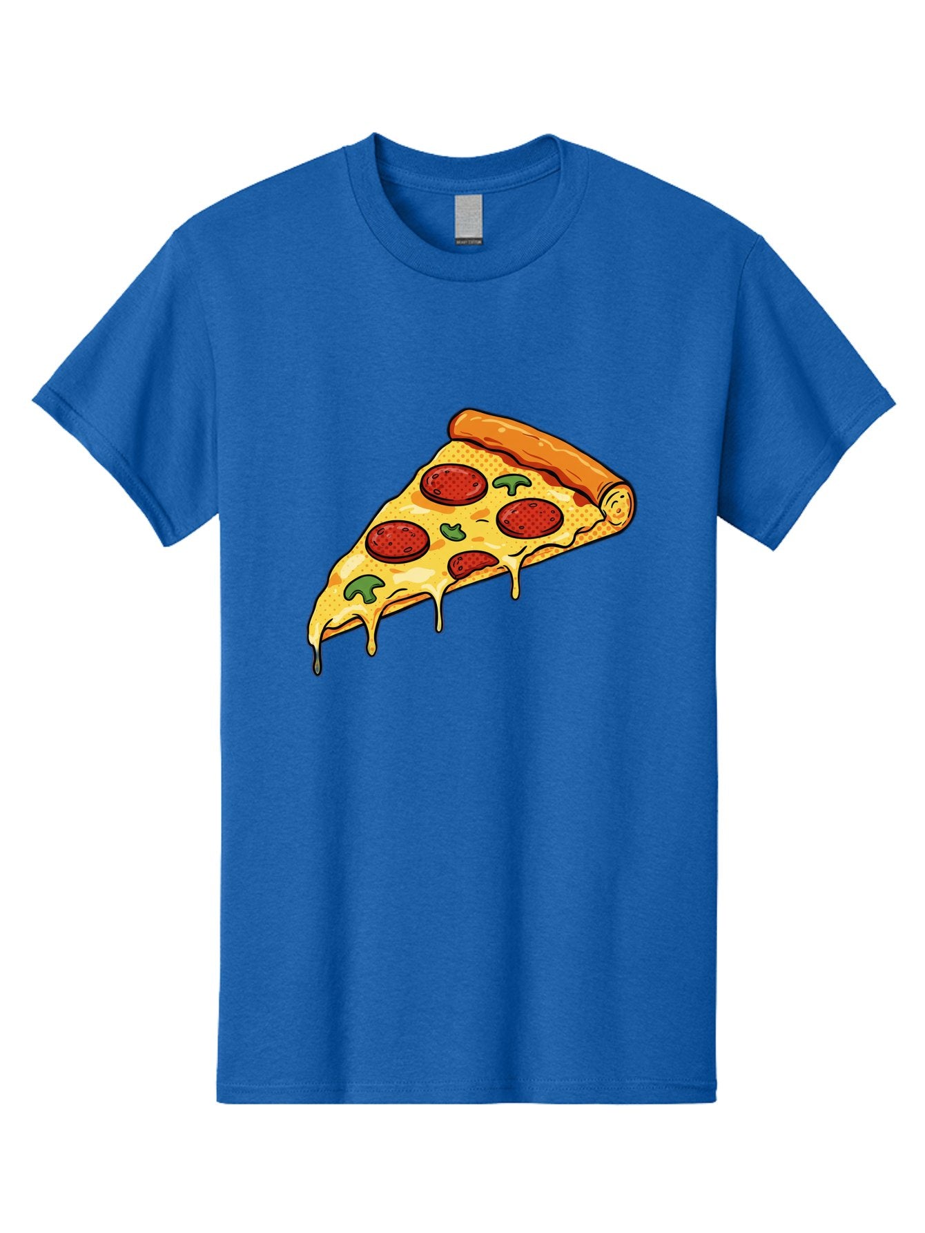 Pepperoni-Pizza-Slice-20 Men'S Graphic Tee, 100% Cotton, Comfortable Casual Summer Wear, Machine Washable, Pepperoni Pizza, Pizza Slice, Melted Cheese, Green Peppers, Tomato Sauce, Italian Food, Food Illustration, Cartoon Pizza, Tasty Pizza, Bac231 5