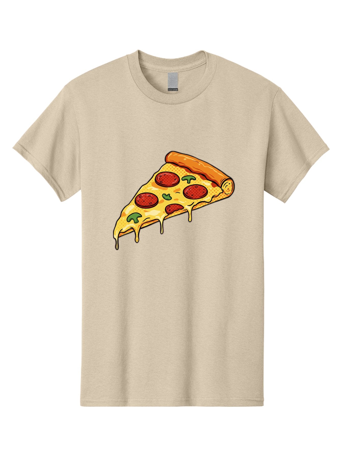 Pepperoni-Pizza-Slice-20 Men'S Graphic Tee, 100% Cotton, Comfortable Casual Summer Wear, Machine Washable, Pepperoni Pizza, Pizza Slice, Melted Cheese, Green Peppers, Tomato Sauce, Italian Food, Food Illustration, Cartoon Pizza, Tasty Pizza, Bac231 11