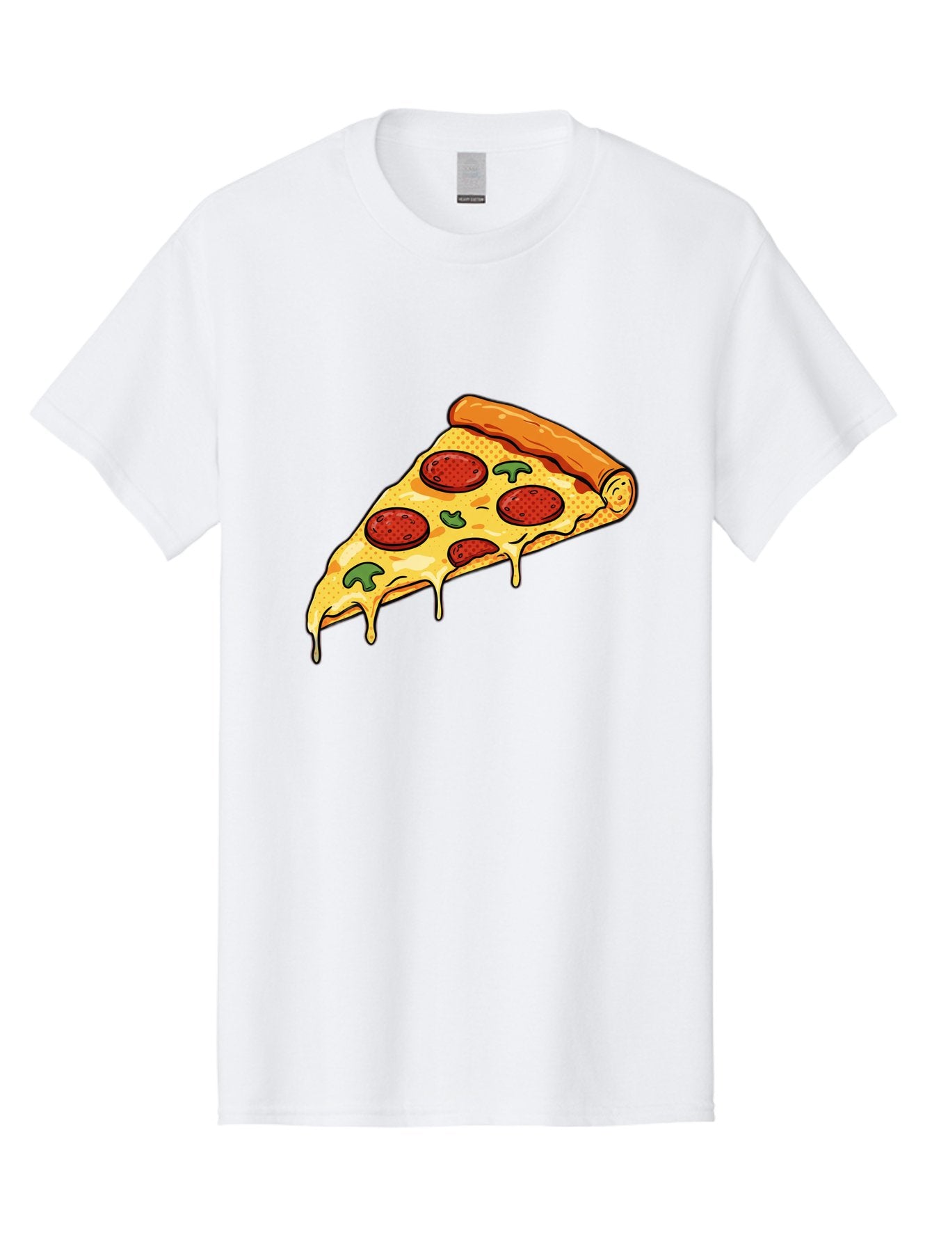 Pepperoni-Pizza-Slice-20 Men'S Graphic Tee, 100% Cotton, Comfortable Casual Summer Wear, Machine Washable, Pepperoni Pizza, Pizza Slice, Melted Cheese, Green Peppers, Tomato Sauce, Italian Food, Food Illustration, Cartoon Pizza, Tasty Pizza, Bac231 8