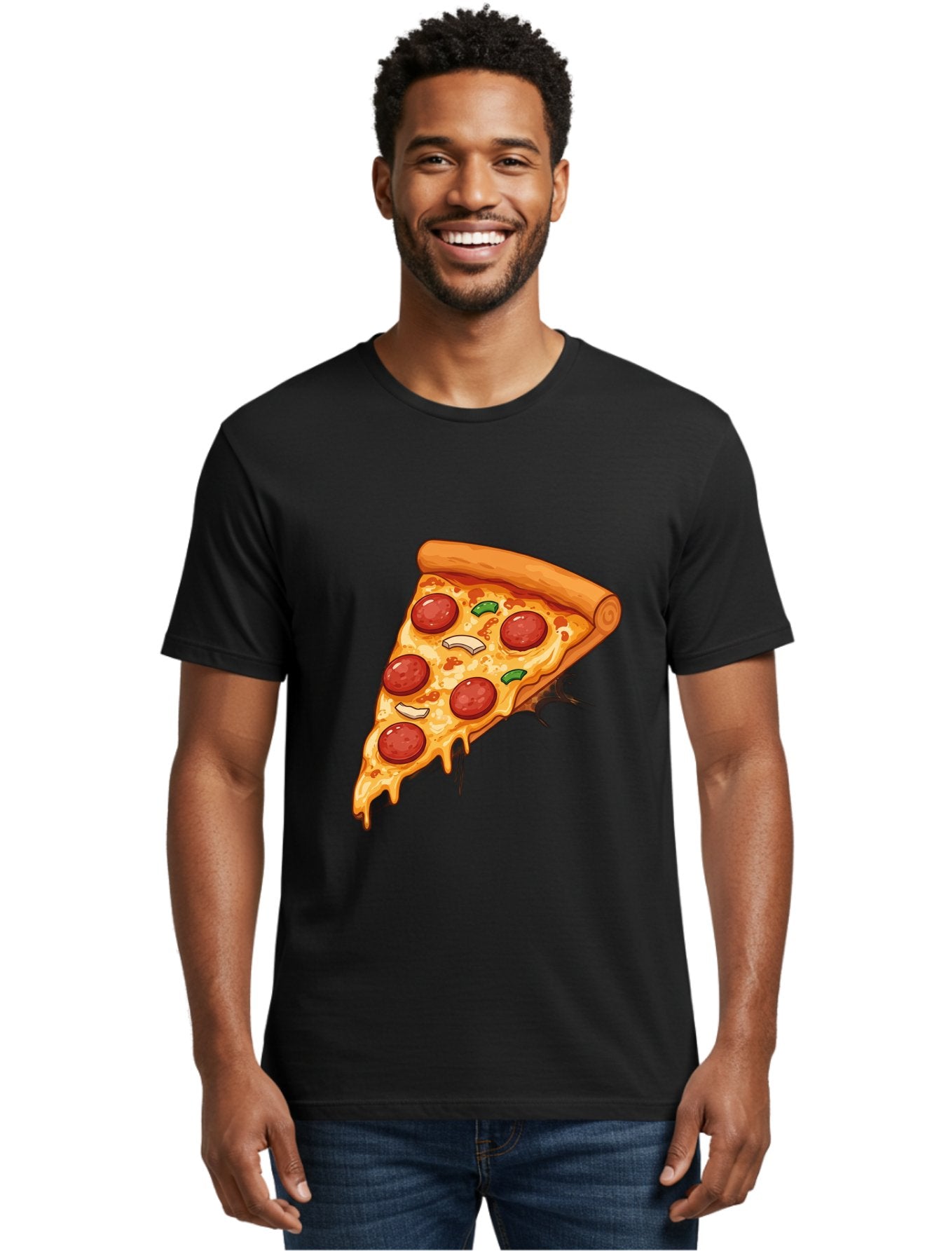 Pepperoni-Pizza-Slice-21 Men'S Graphic Tee, 100% Cotton, Comfortable Casual Summer Wear, Machine Washable, Pepperoni Pizza Slice, Cheesy Goodness, Savory Toppings, Melted Mozzarella, Italian Cuisine, Delicious Food, Appetizing Meal, Drooling, Bac232 27