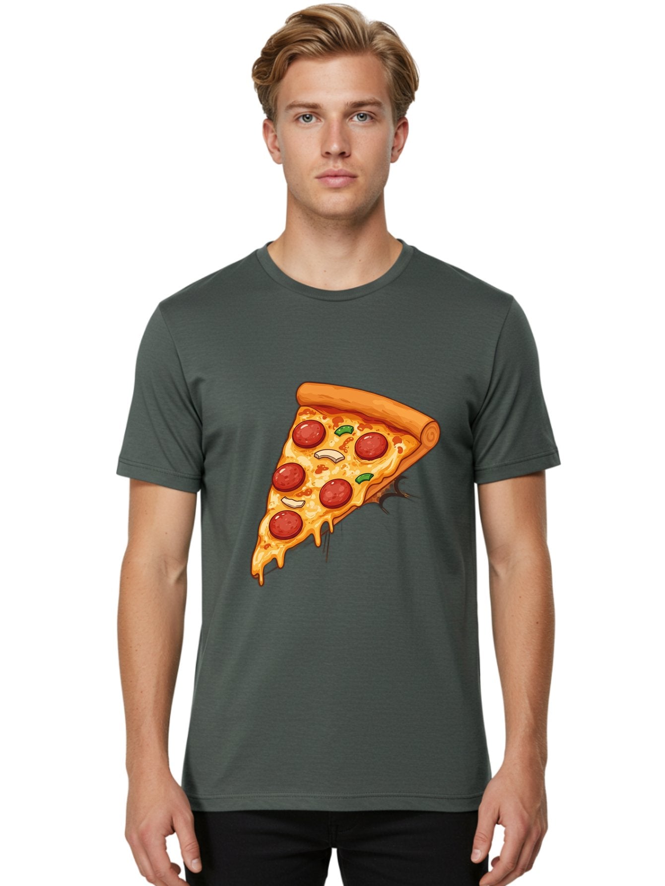 Pepperoni-Pizza-Slice-21 Men'S Graphic Tee, 100% Cotton, Comfortable Casual Summer Wear, Machine Washable, Pepperoni Pizza Slice, Cheesy Goodness, Savory Toppings, Melted Mozzarella, Italian Cuisine, Delicious Food, Appetizing Meal, Drooling, Bac232 30
