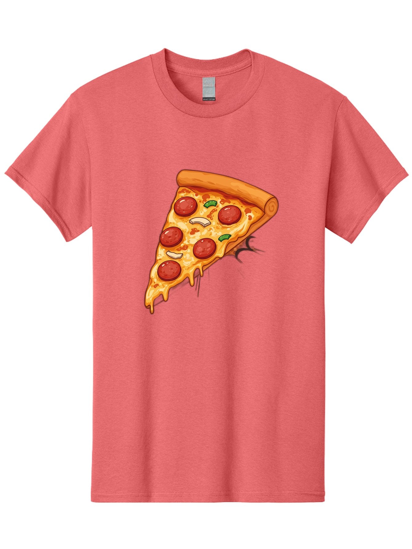 Pepperoni-Pizza-Slice-21 Men'S Graphic Tee, 100% Cotton, Comfortable Casual Summer Wear, Machine Washable, Pepperoni Pizza Slice, Cheesy Goodness, Savory Toppings, Melted Mozzarella, Italian Cuisine, Delicious Food, Appetizing Meal, Drooling, Bac232
