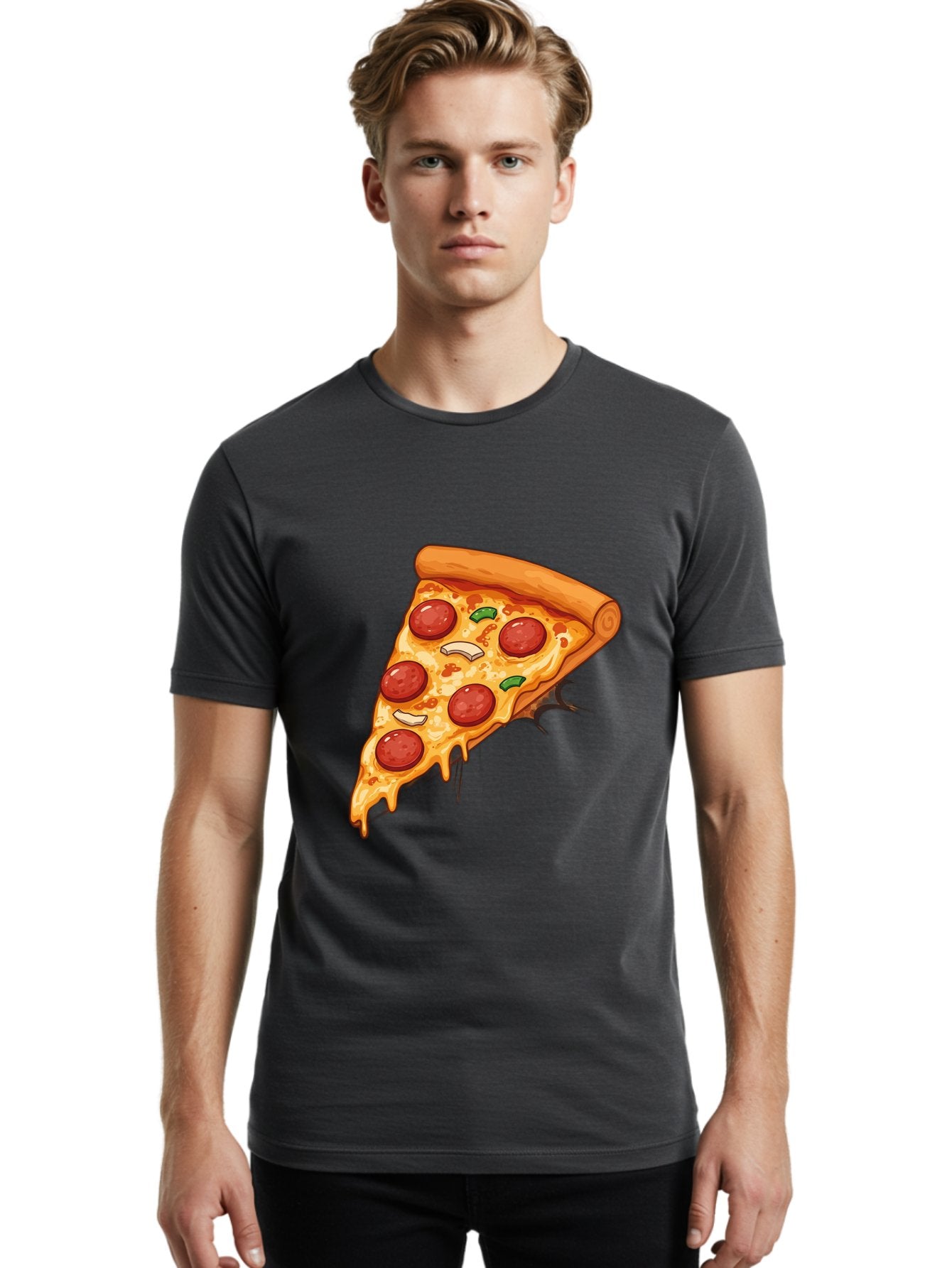 Pepperoni-Pizza-Slice-21 Men'S Graphic Tee, 100% Cotton, Comfortable Casual Summer Wear, Machine Washable, Pepperoni Pizza Slice, Cheesy Goodness, Savory Toppings, Melted Mozzarella, Italian Cuisine, Delicious Food, Appetizing Meal, Drooling, Bac232 24