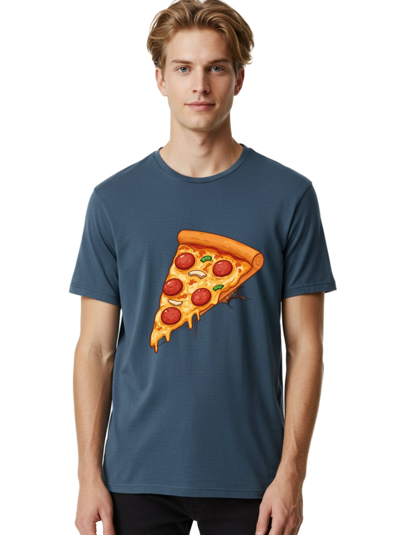 Pepperoni-Pizza-Slice-21 Men'S Graphic Tee, 100% Cotton, Comfortable Casual Summer Wear, Machine Washable, Pepperoni Pizza Slice, Cheesy Goodness, Savory Toppings, Melted Mozzarella, Italian Cuisine, Delicious Food, Appetizing Meal, Drooling, Bac232 23