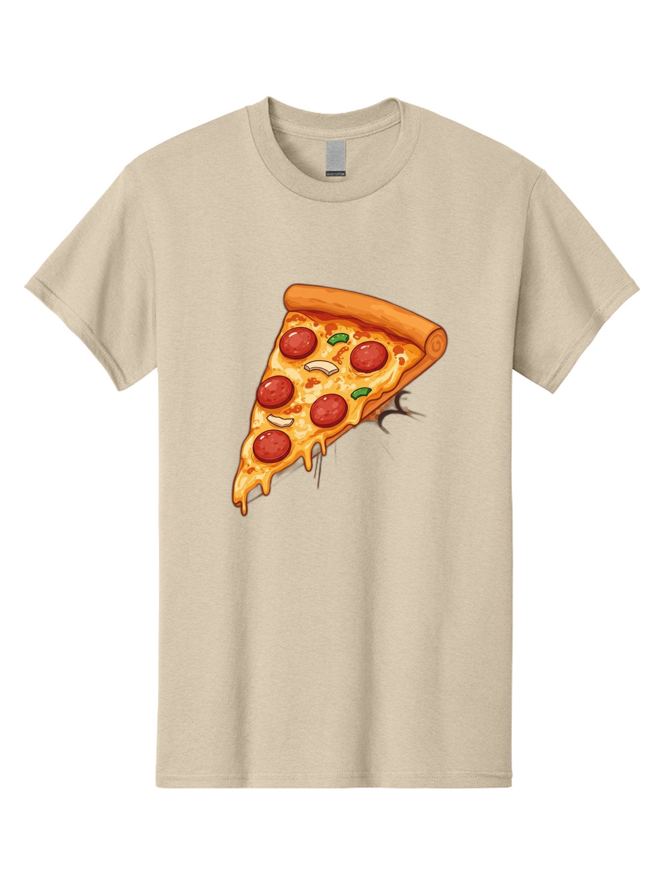 Pepperoni-Pizza-Slice-21 Men'S Graphic Tee, 100% Cotton, Comfortable Casual Summer Wear, Machine Washable, Pepperoni Pizza Slice, Cheesy Goodness, Savory Toppings, Melted Mozzarella, Italian Cuisine, Delicious Food, Appetizing Meal, Drooling, Bac232