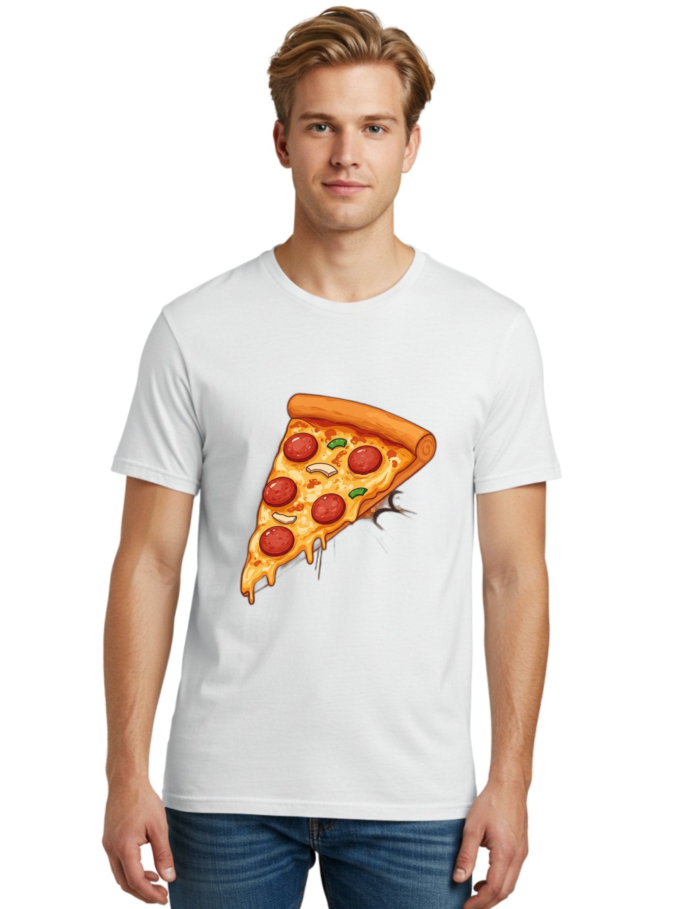 Pepperoni-Pizza-Slice-21 Men'S Graphic Tee, 100% Cotton, Comfortable Casual Summer Wear, Machine Washable, Pepperoni Pizza Slice, Cheesy Goodness, Savory Toppings, Melted Mozzarella, Italian Cuisine, Delicious Food, Appetizing Meal, Drooling, Bac232 16
