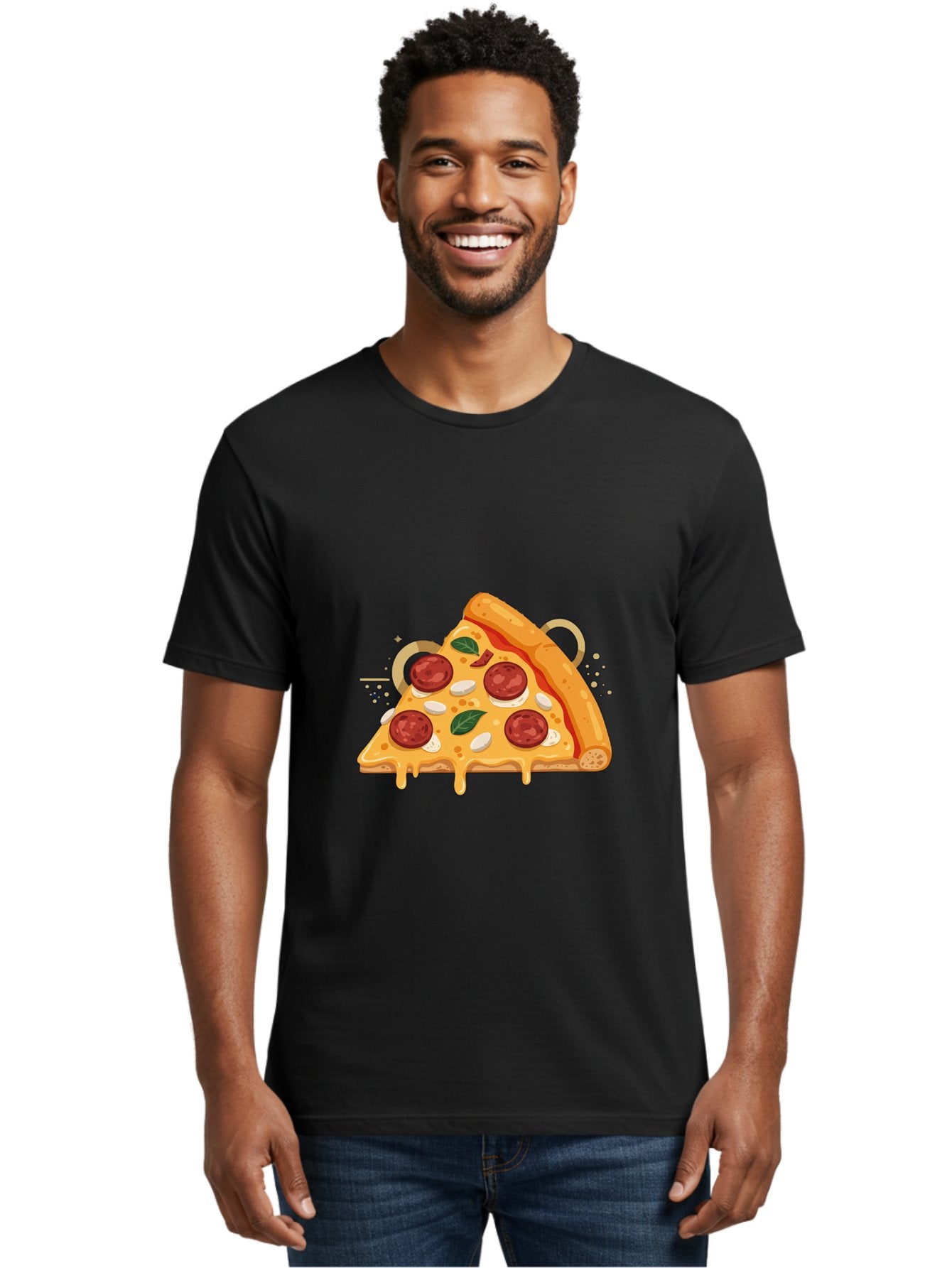 Pepperoni-Pizza-Slice-22 Men'S Graphic Tee, 100% Cotton, Comfortable Casual Summer Wear, Machine Washable, Pepperoni Pizza, Cheesy Goodness, Melted Cheese, Italian Cuisine, Savory Flavors, Appetizing Treat, Food Illustration, Bac233 29