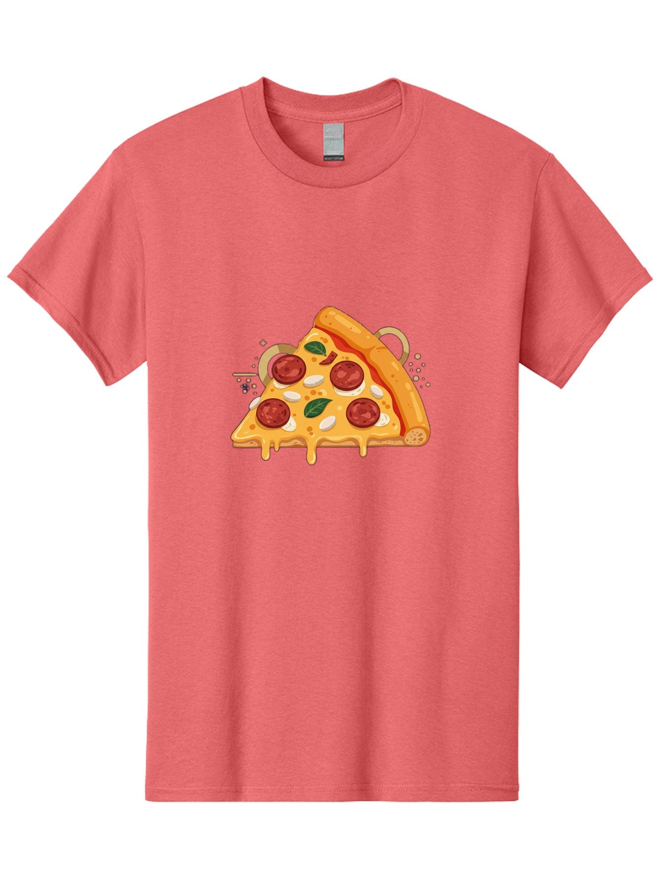 Pepperoni-Pizza-Slice-22 Men'S Graphic Tee, 100% Cotton, Comfortable Casual Summer Wear, Machine Washable, Pepperoni Pizza, Cheesy Goodness, Melted Cheese, Italian Cuisine, Savory Flavors, Appetizing Treat, Food Illustration, Bac233 11