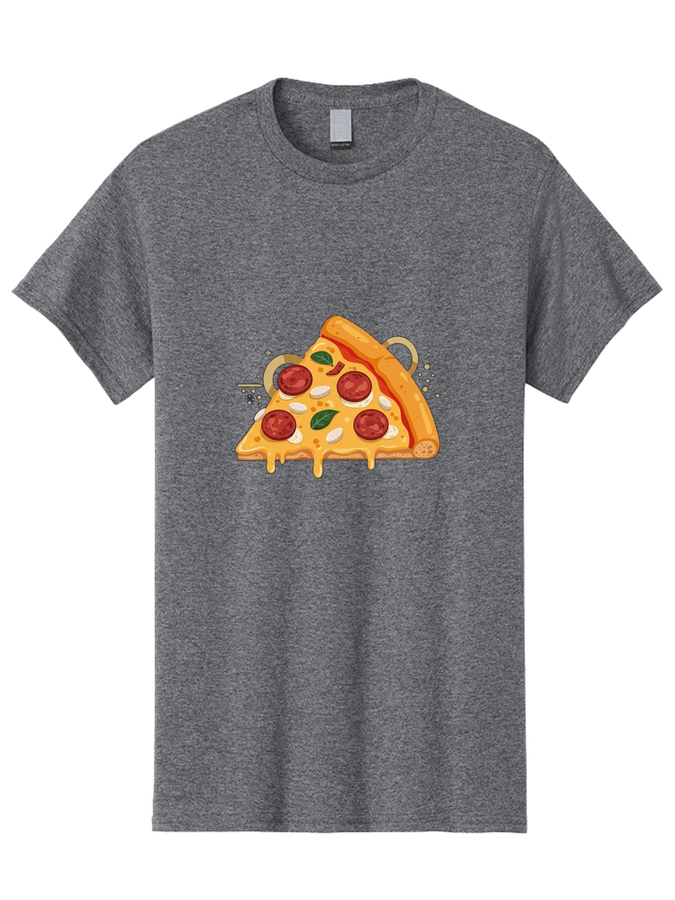 Pepperoni-Pizza-Slice-22 Men'S Graphic Tee, 100% Cotton, Comfortable Casual Summer Wear, Machine Washable, Pepperoni Pizza, Cheesy Goodness, Melted Cheese, Italian Cuisine, Savory Flavors, Appetizing Treat, Food Illustration, Bac233 3
