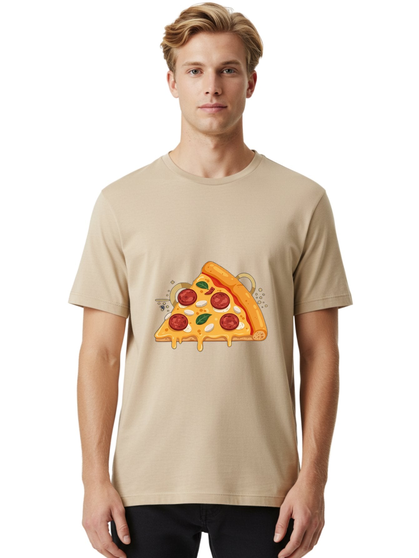 Pepperoni-Pizza-Slice-22 Men'S Graphic Tee, 100% Cotton, Comfortable Casual Summer Wear, Machine Washable, Pepperoni Pizza, Cheesy Goodness, Melted Cheese, Italian Cuisine, Savory Flavors, Appetizing Treat, Food Illustration, Bac233 28