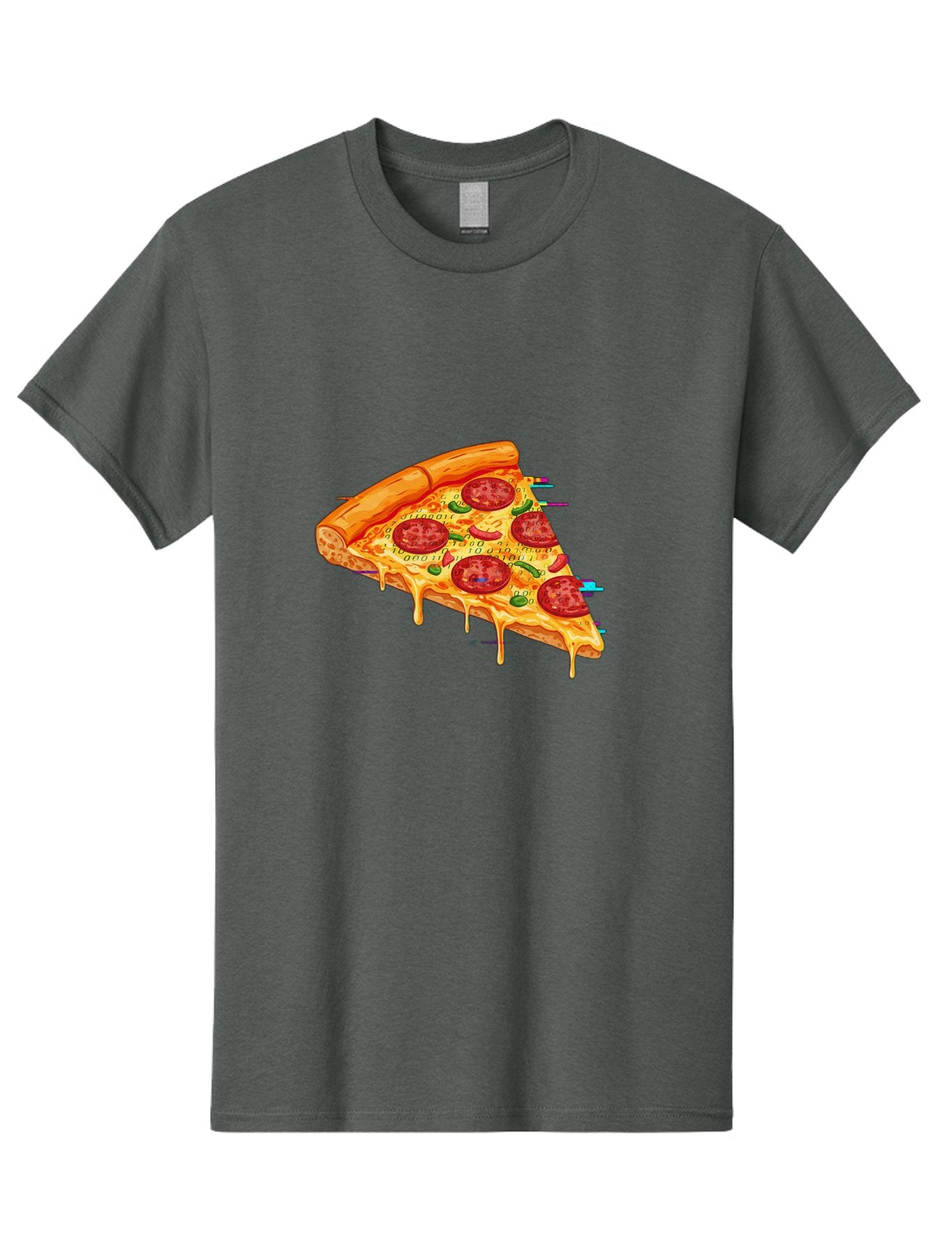 Pepperoni-Pizza-Slice-23 Men'S Graphic Tee, 100% Cotton, Comfortable Casual Summer Wear, Machine Washable, Pepperoni Pizza, Cheese Pizza, Pizza Slice, Melted Cheese, Pepperoni Toppings, Glitch Art, Distorted Image, Digital Art, Modern Design, Bac234 12