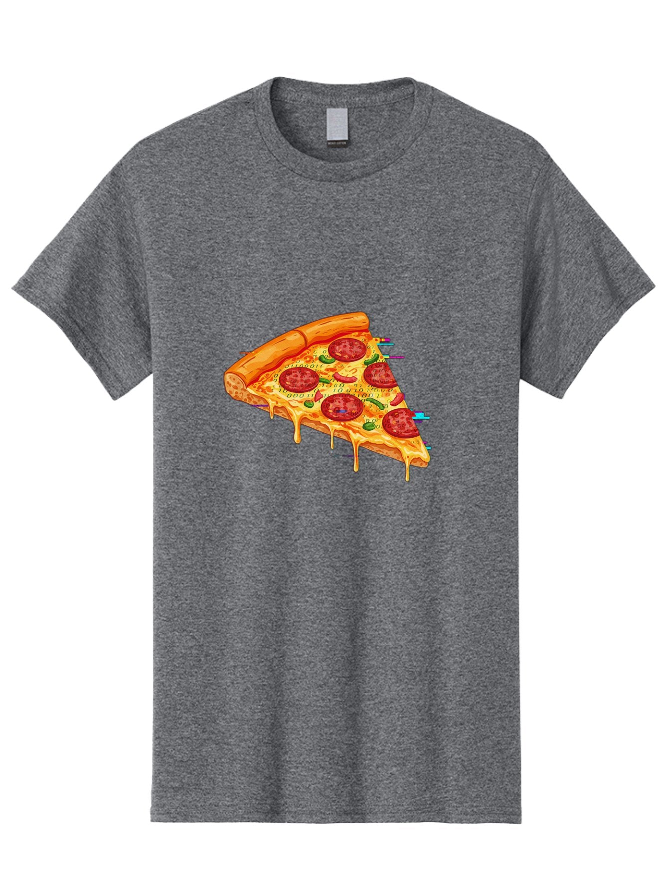 Pepperoni-Pizza-Slice-23 Men'S Graphic Tee, 100% Cotton, Comfortable Casual Summer Wear, Machine Washable, Pepperoni Pizza, Cheese Pizza, Pizza Slice, Melted Cheese, Pepperoni Toppings, Glitch Art, Distorted Image, Digital Art, Modern Design, Bac234 14