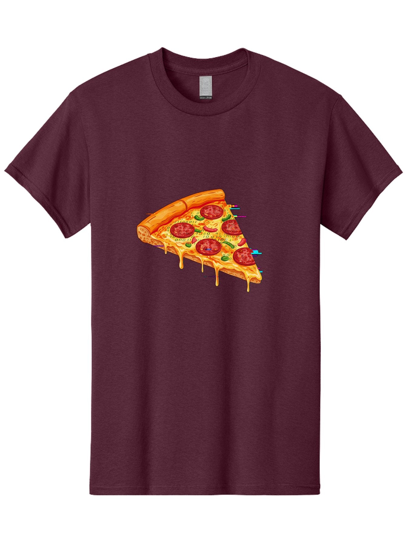 Pepperoni-Pizza-Slice-23 Men'S Graphic Tee, 100% Cotton, Comfortable Casual Summer Wear, Machine Washable, Pepperoni Pizza, Cheese Pizza, Pizza Slice, Melted Cheese, Pepperoni Toppings, Glitch Art, Distorted Image, Digital Art, Modern Design, Bac234 10