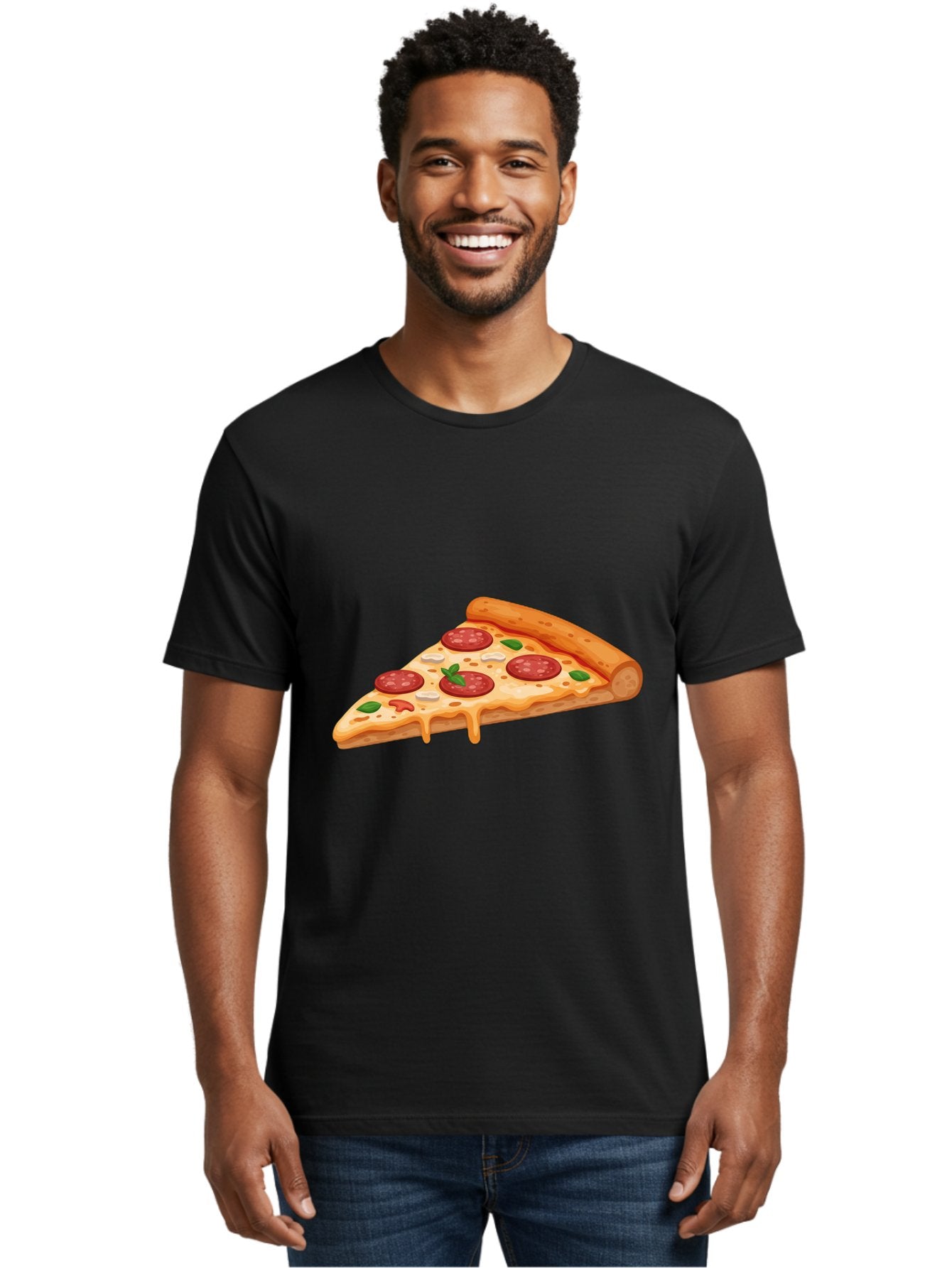Pepperoni-Pizza-Slice-3 Men'S Graphic Tee, 100% Cotton, Comfortable Casual Summer Wear, Machine Washable, Pepperoni Pizza, Pizza Slice, Cheesy Goodness, Melted Cheese, Savory Pepperoni, Fresh Basil, Italian Cuisine, Foodie Delight Bac235 18