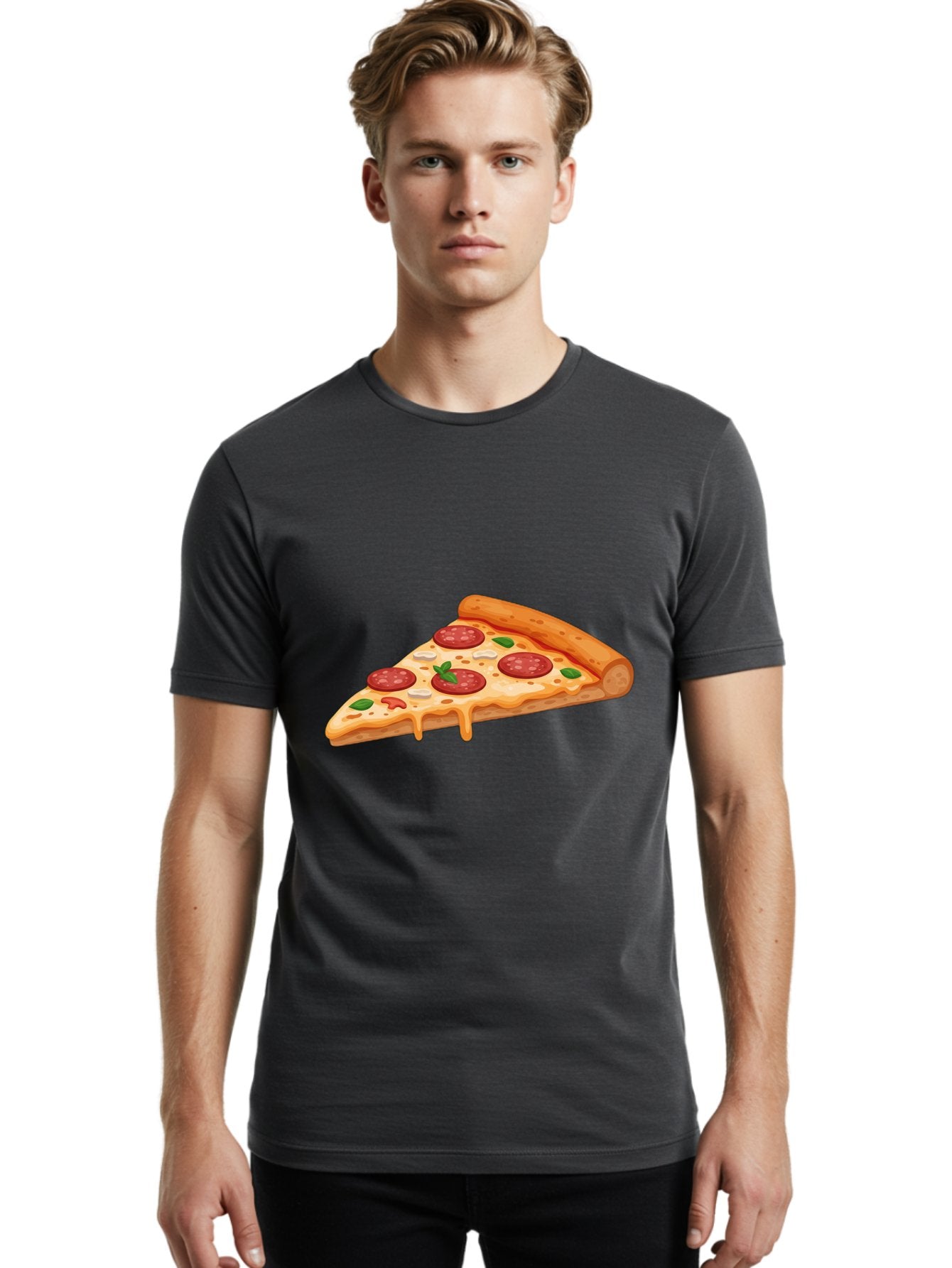 Pepperoni-Pizza-Slice-3 Men'S Graphic Tee, 100% Cotton, Comfortable Casual Summer Wear, Machine Washable, Pepperoni Pizza, Pizza Slice, Cheesy Goodness, Melted Cheese, Savory Pepperoni, Fresh Basil, Italian Cuisine, Foodie Delight Bac235 22
