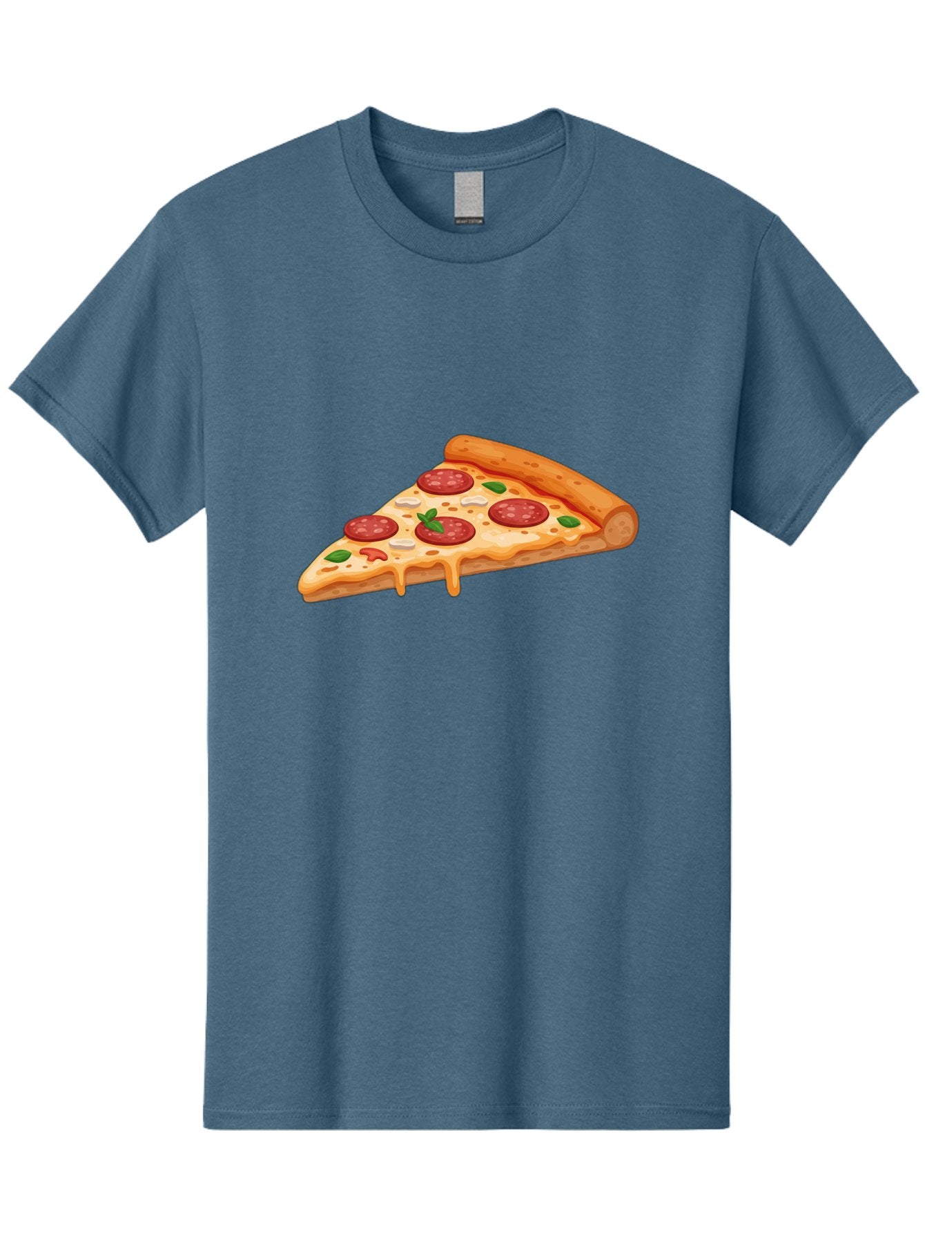 Pepperoni-Pizza-Slice-3 Men'S Graphic Tee, 100% Cotton, Comfortable Casual Summer Wear, Machine Washable, Pepperoni Pizza, Pizza Slice, Cheesy Goodness, Melted Cheese, Savory Pepperoni, Fresh Basil, Italian Cuisine, Foodie Delight Bac235