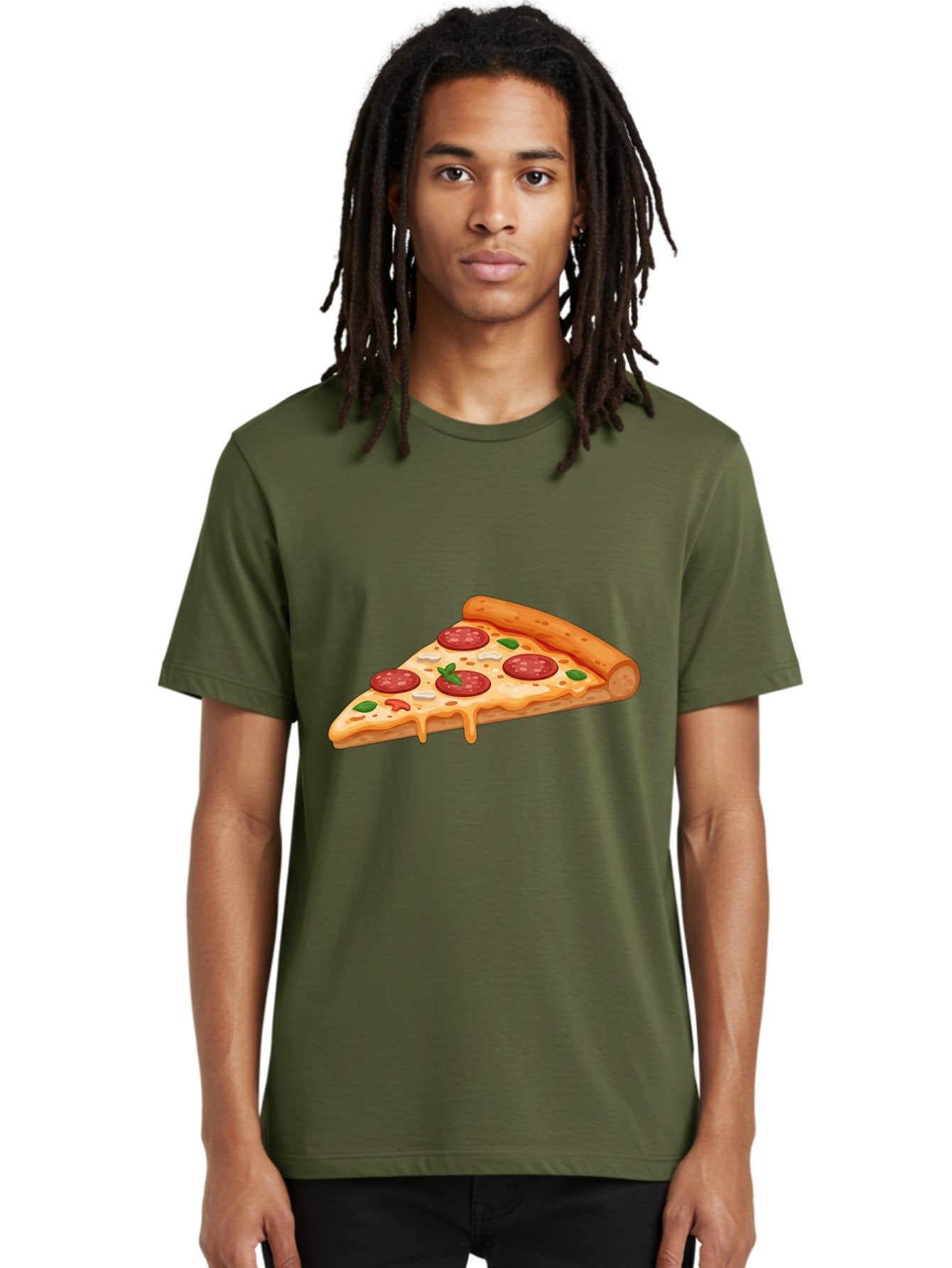 Pepperoni-Pizza-Slice-3 Men'S Graphic Tee, 100% Cotton, Comfortable Casual Summer Wear, Machine Washable, Pepperoni Pizza, Pizza Slice, Cheesy Goodness, Melted Cheese, Savory Pepperoni, Fresh Basil, Italian Cuisine, Foodie Delight Bac235 30