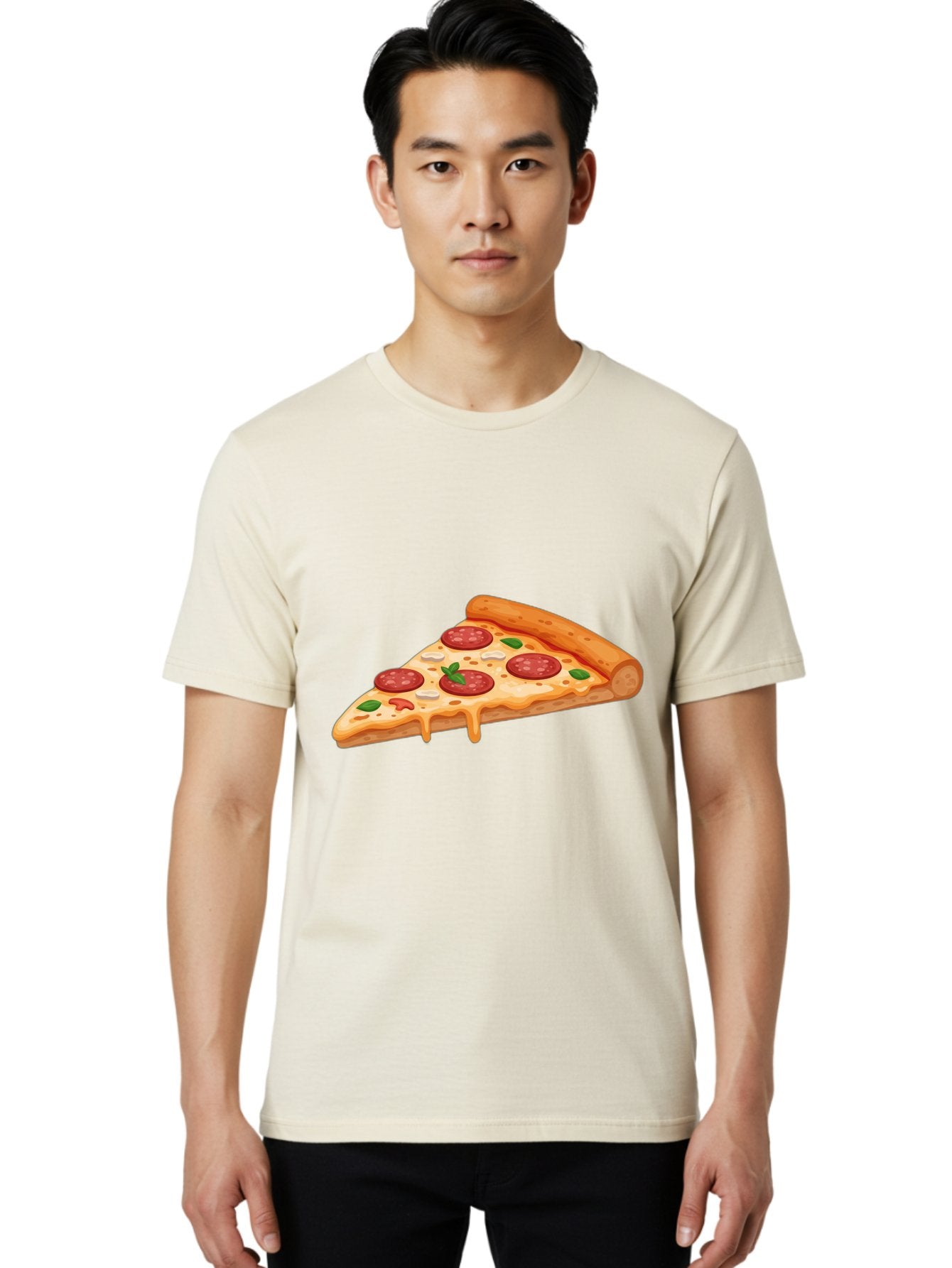 Pepperoni-Pizza-Slice-3 Men'S Graphic Tee, 100% Cotton, Comfortable Casual Summer Wear, Machine Washable, Pepperoni Pizza, Pizza Slice, Cheesy Goodness, Melted Cheese, Savory Pepperoni, Fresh Basil, Italian Cuisine, Foodie Delight Bac235 29