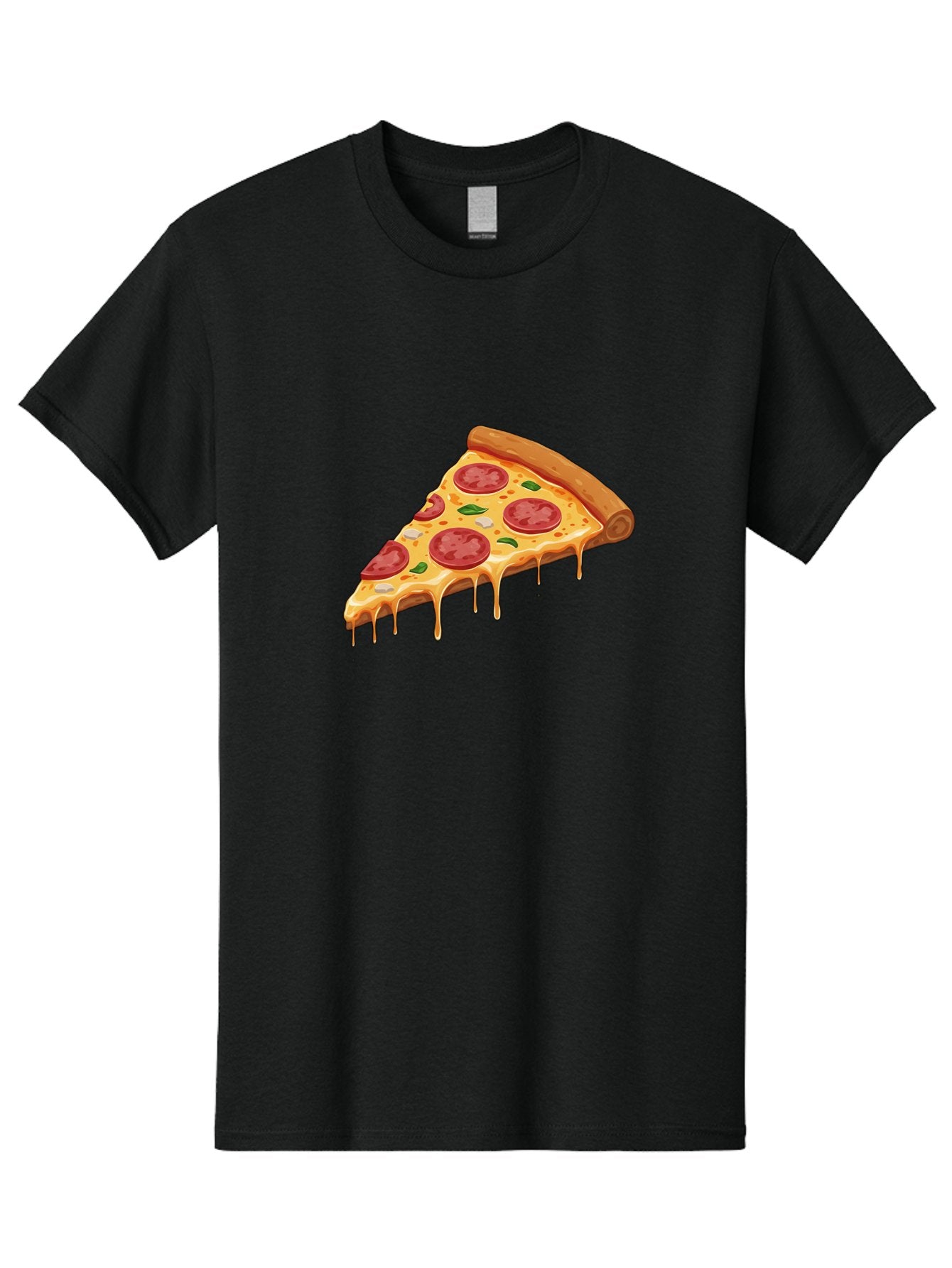 Pepperoni-Pizza-Slice-4 Men'S Graphic Tee, 100% Cotton, Comfortable Casual Summer Wear, Machine Washable, Pepperoni Pizza, Pizza Slice, Melted Cheese, Pepperoni, Basil Leaves, Gooey Cheese, Pizza Toppings, Italian Food, Cheesy Goodness Bac236 14