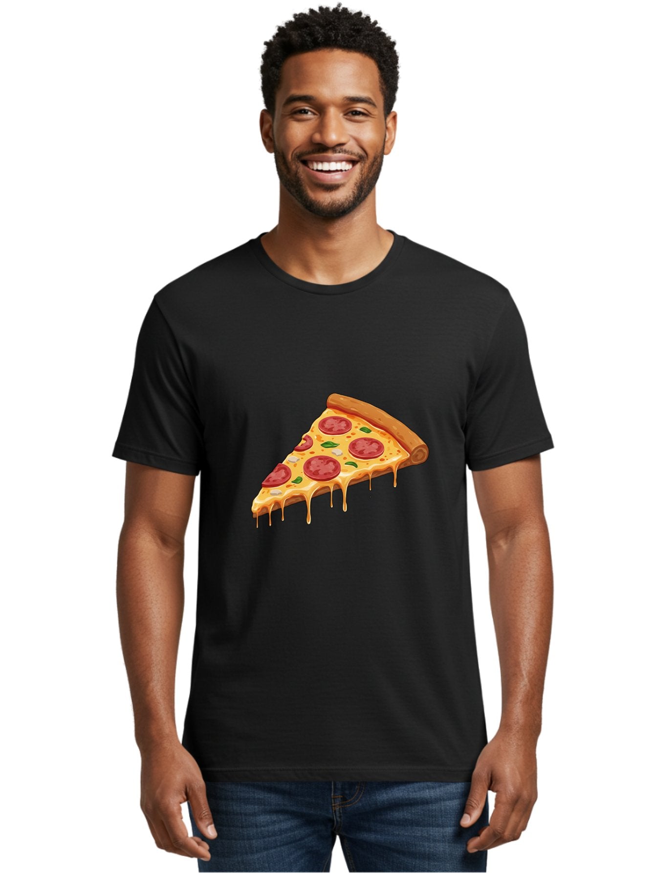 Pepperoni-Pizza-Slice-4 Men'S Graphic Tee, 100% Cotton, Comfortable Casual Summer Wear, Machine Washable, Pepperoni Pizza, Pizza Slice, Melted Cheese, Pepperoni, Basil Leaves, Gooey Cheese, Pizza Toppings, Italian Food, Cheesy Goodness Bac236 29