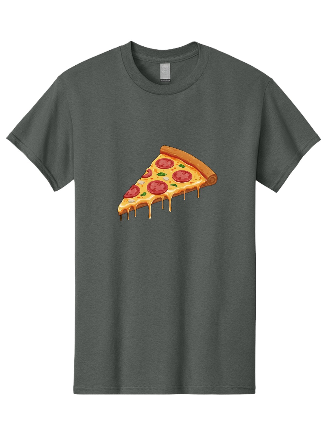 Pepperoni-Pizza-Slice-4 Men'S Graphic Tee, 100% Cotton, Comfortable Casual Summer Wear, Machine Washable, Pepperoni Pizza, Pizza Slice, Melted Cheese, Pepperoni, Basil Leaves, Gooey Cheese, Pizza Toppings, Italian Food, Cheesy Goodness Bac236 13