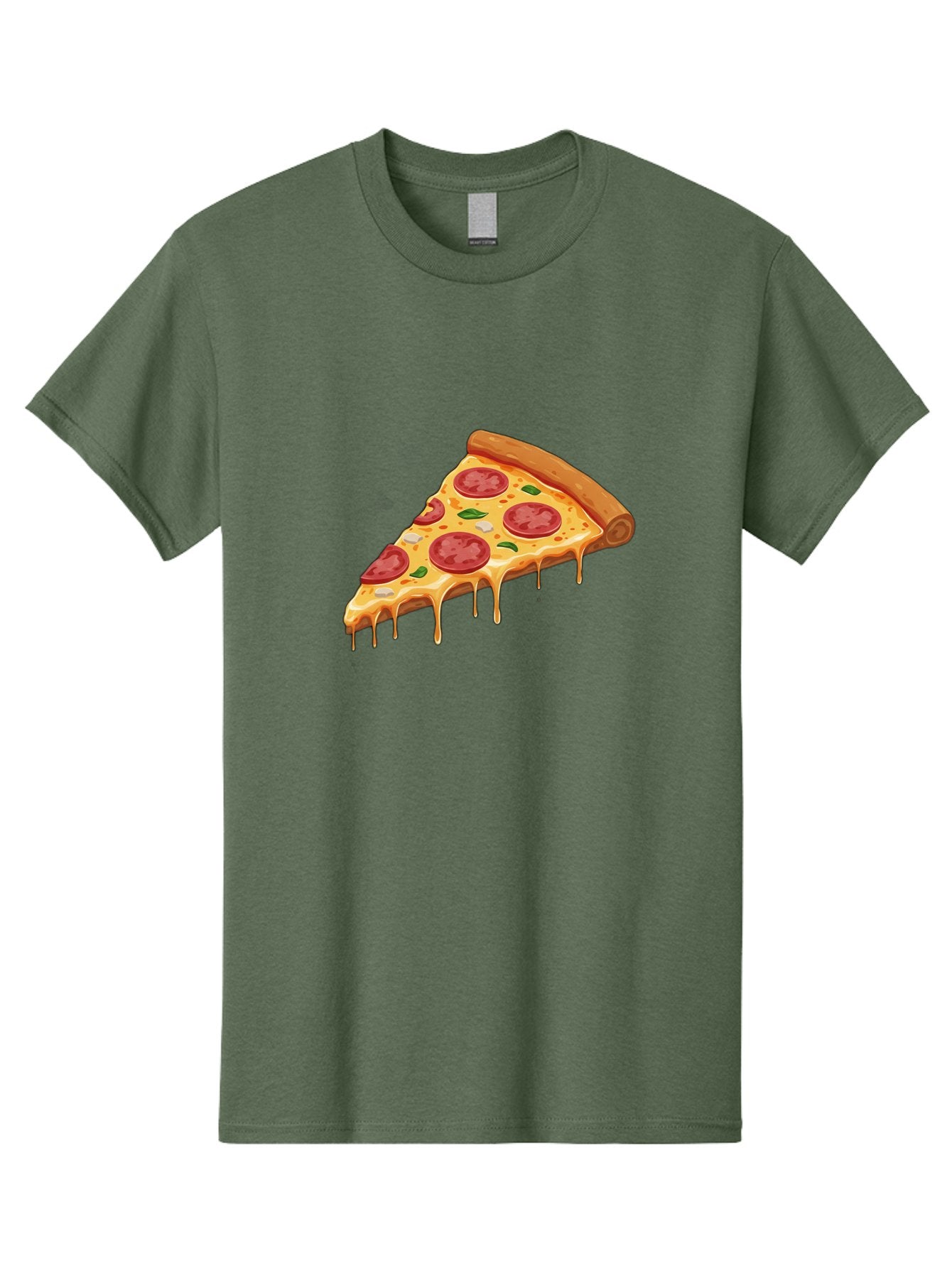 Pepperoni-Pizza-Slice-4 Men'S Graphic Tee, 100% Cotton, Comfortable Casual Summer Wear, Machine Washable, Pepperoni Pizza, Pizza Slice, Melted Cheese, Pepperoni, Basil Leaves, Gooey Cheese, Pizza Toppings, Italian Food, Cheesy Goodness Bac236 7