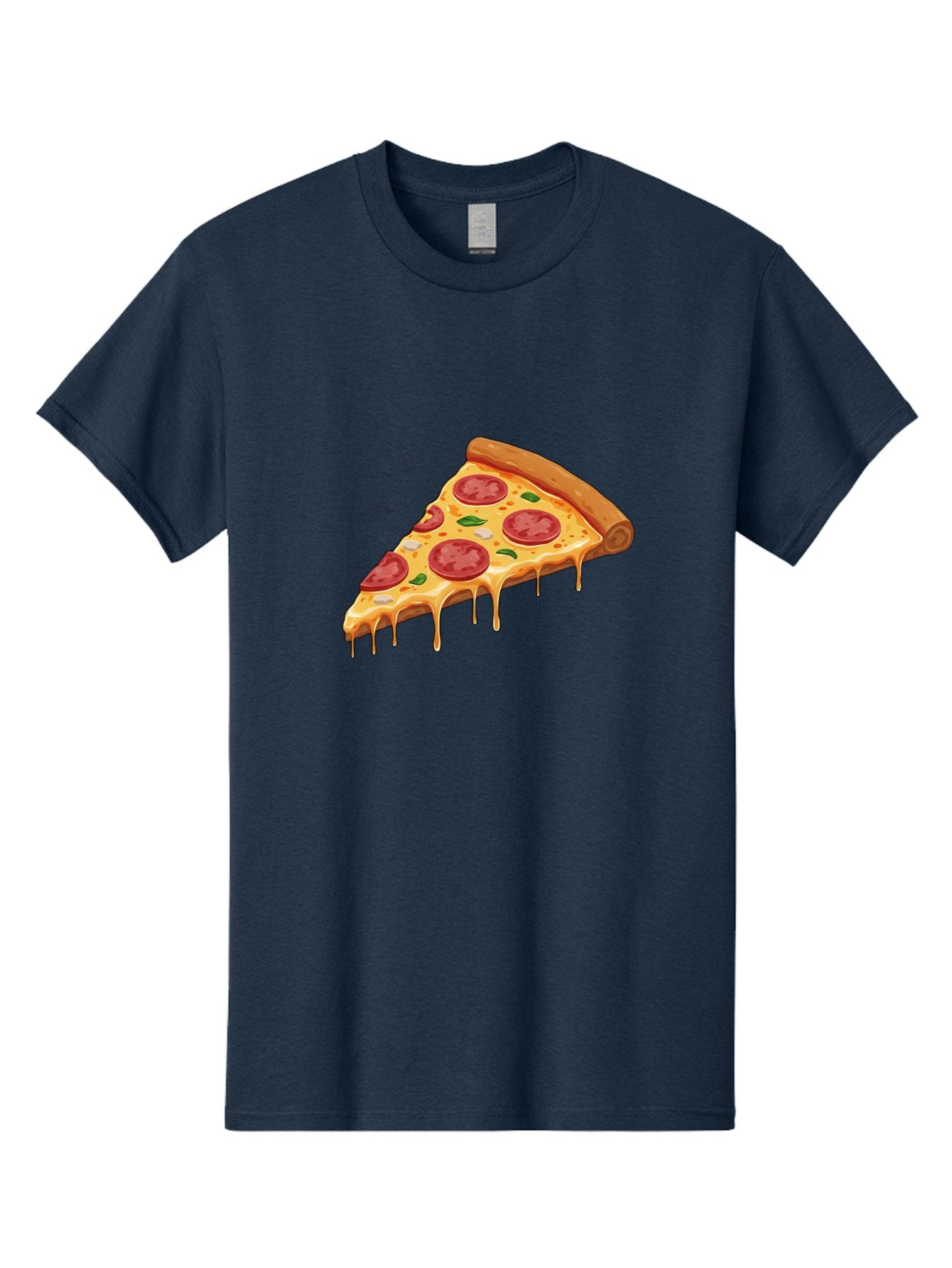 Pepperoni-Pizza-Slice-4 Men'S Graphic Tee, 100% Cotton, Comfortable Casual Summer Wear, Machine Washable, Pepperoni Pizza, Pizza Slice, Melted Cheese, Pepperoni, Basil Leaves, Gooey Cheese, Pizza Toppings, Italian Food, Cheesy Goodness Bac236 6