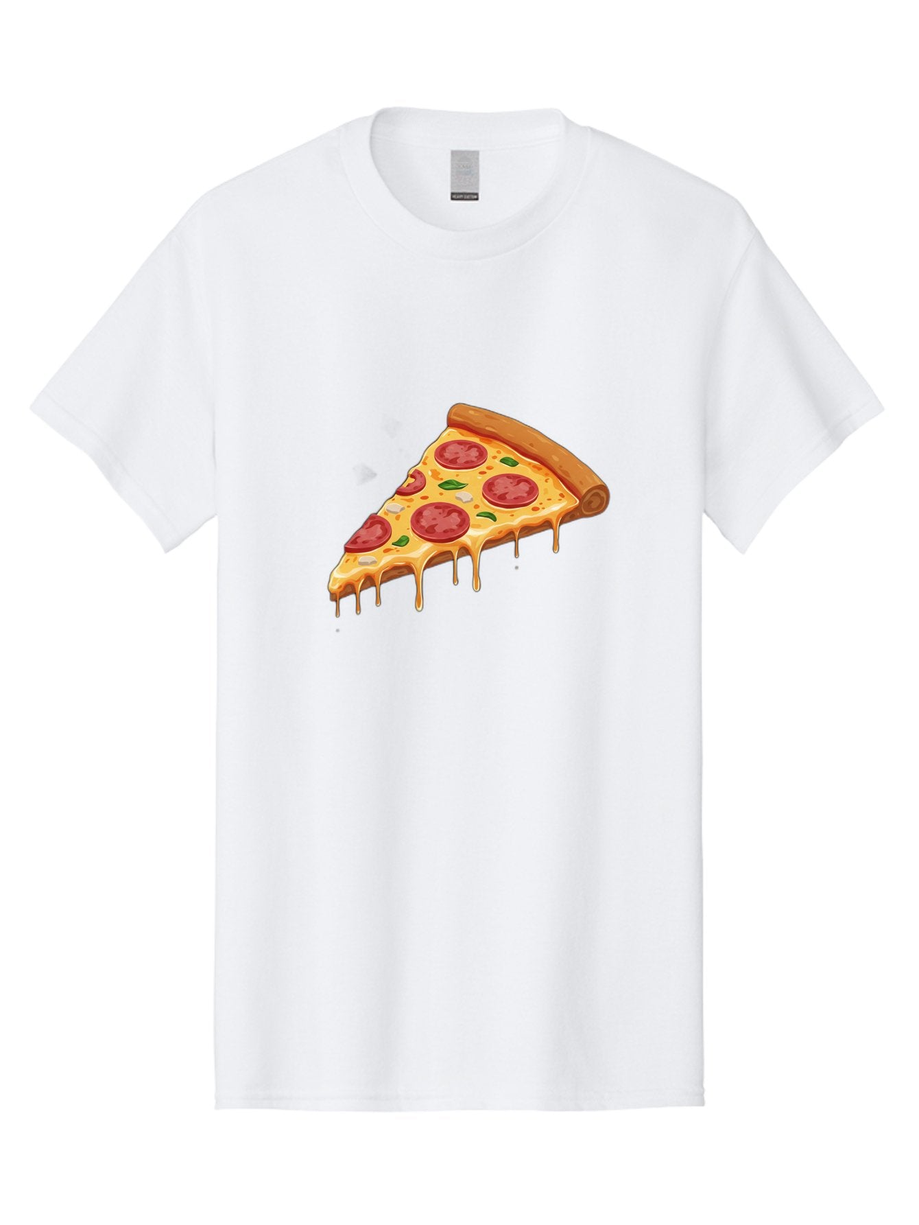 Pepperoni-Pizza-Slice-4 Men'S Graphic Tee, 100% Cotton, Comfortable Casual Summer Wear, Machine Washable, Pepperoni Pizza, Pizza Slice, Melted Cheese, Pepperoni, Basil Leaves, Gooey Cheese, Pizza Toppings, Italian Food, Cheesy Goodness Bac236 10