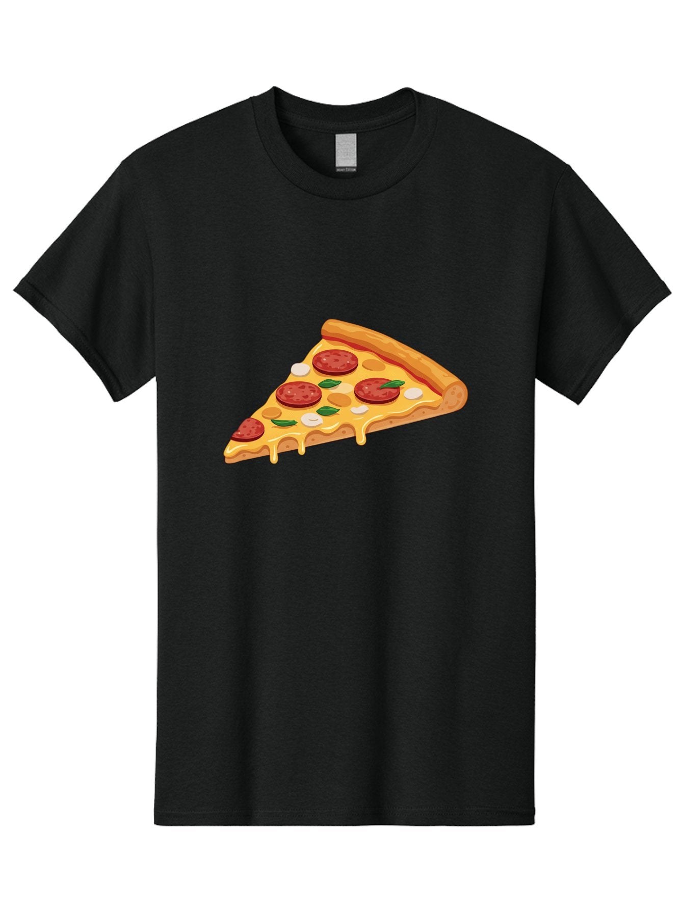 Pepperoni-Pizza-Slice-5 Men'S Graphic Tee, 100% Cotton, Comfortable Casual Summer Wear, Machine Washable, Pepperoni Pizza, Pizza Slice, Melted Cheese, Pepperoni, Basil, Garlic, Italian Food, Cheesy Goodness, Tasty Pizza, Food Illustration Bac237 3