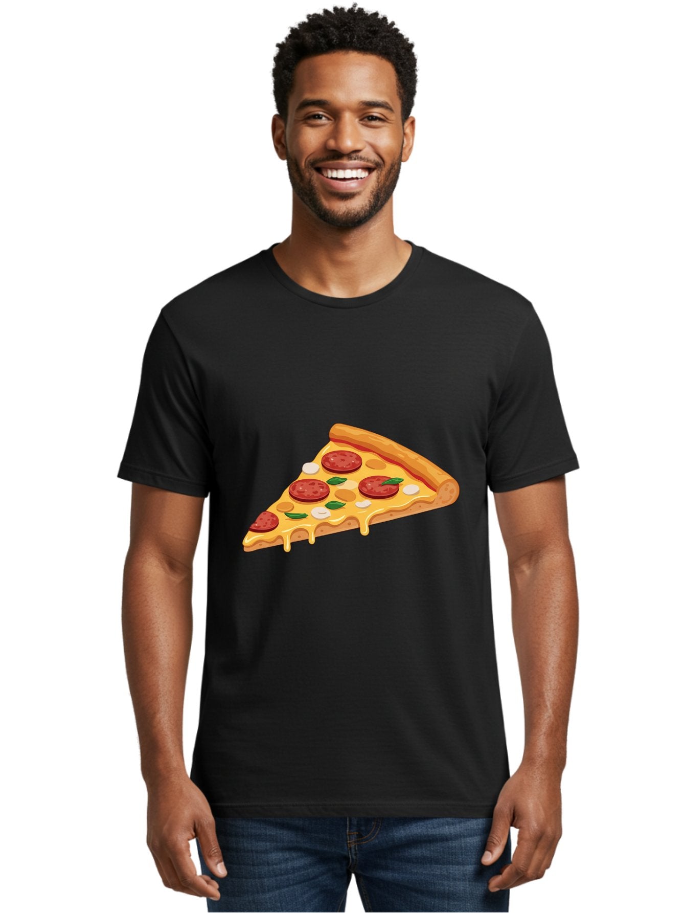 Pepperoni-Pizza-Slice-5 Men'S Graphic Tee, 100% Cotton, Comfortable Casual Summer Wear, Machine Washable, Pepperoni Pizza, Pizza Slice, Melted Cheese, Pepperoni, Basil, Garlic, Italian Food, Cheesy Goodness, Tasty Pizza, Food Illustration Bac237 22
